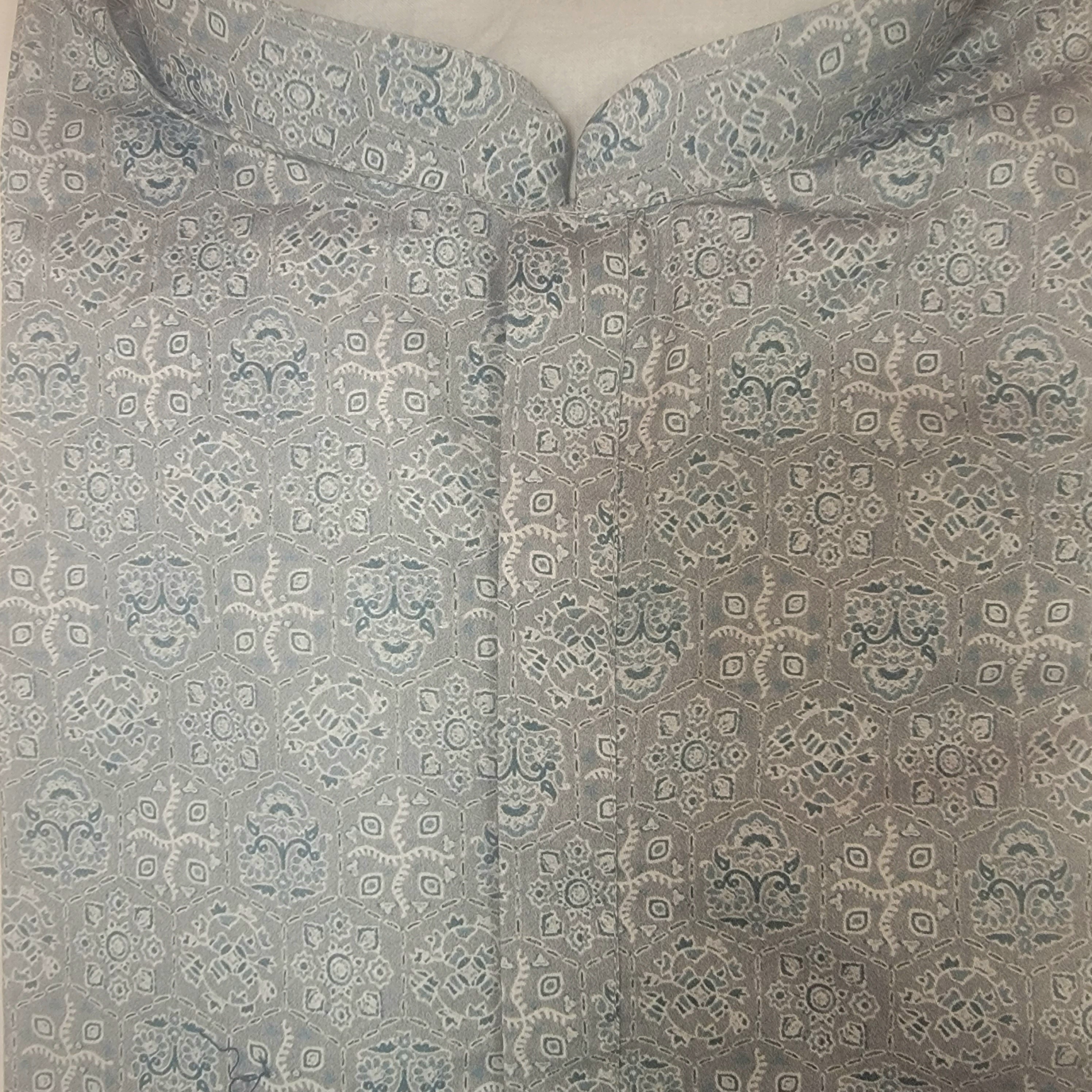 YD Grey Print Kurta Set - Vintage India NYC