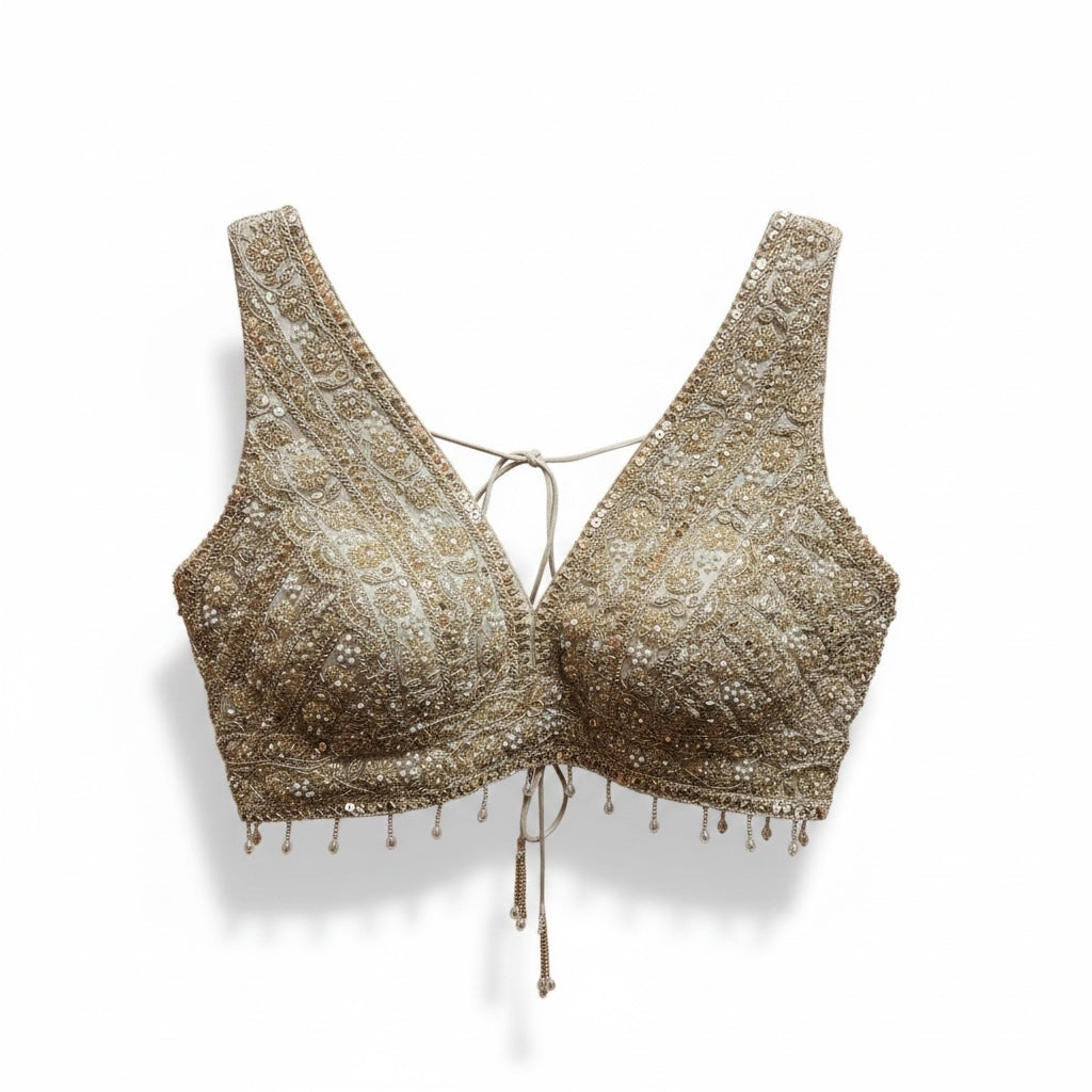 Gold Heavy Embroidered Choli Blouse