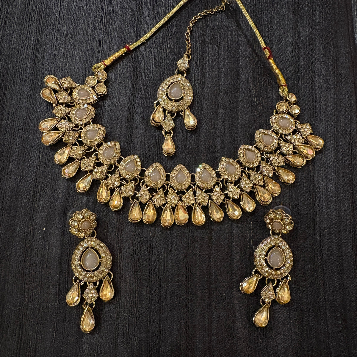 DT Gold Diamond Teardrop Necklace Sets-Colors