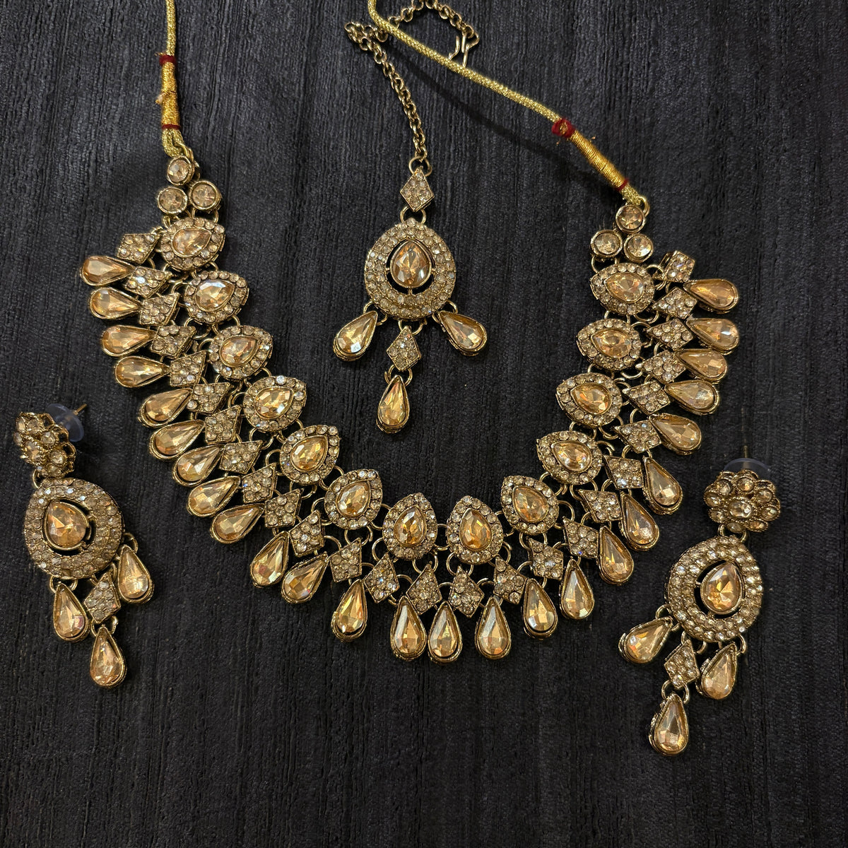DT Gold Diamond Teardrop Necklace Sets-Colors