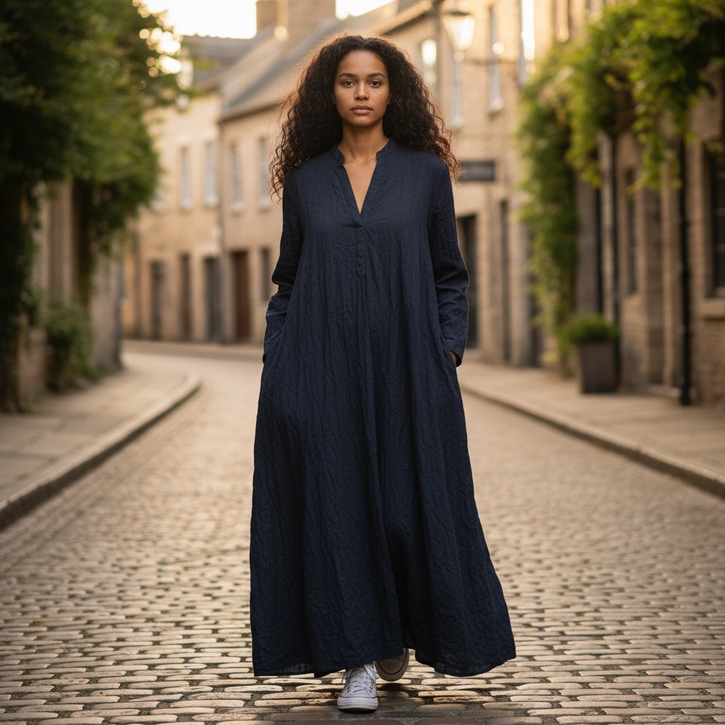 Crushed Cotton Maxi Dress-3 Colors