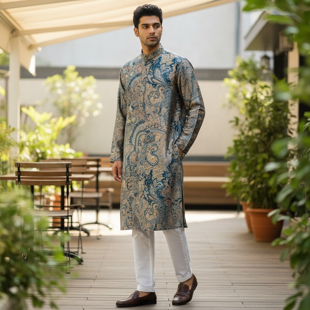Ocean Paisley Print Kurta