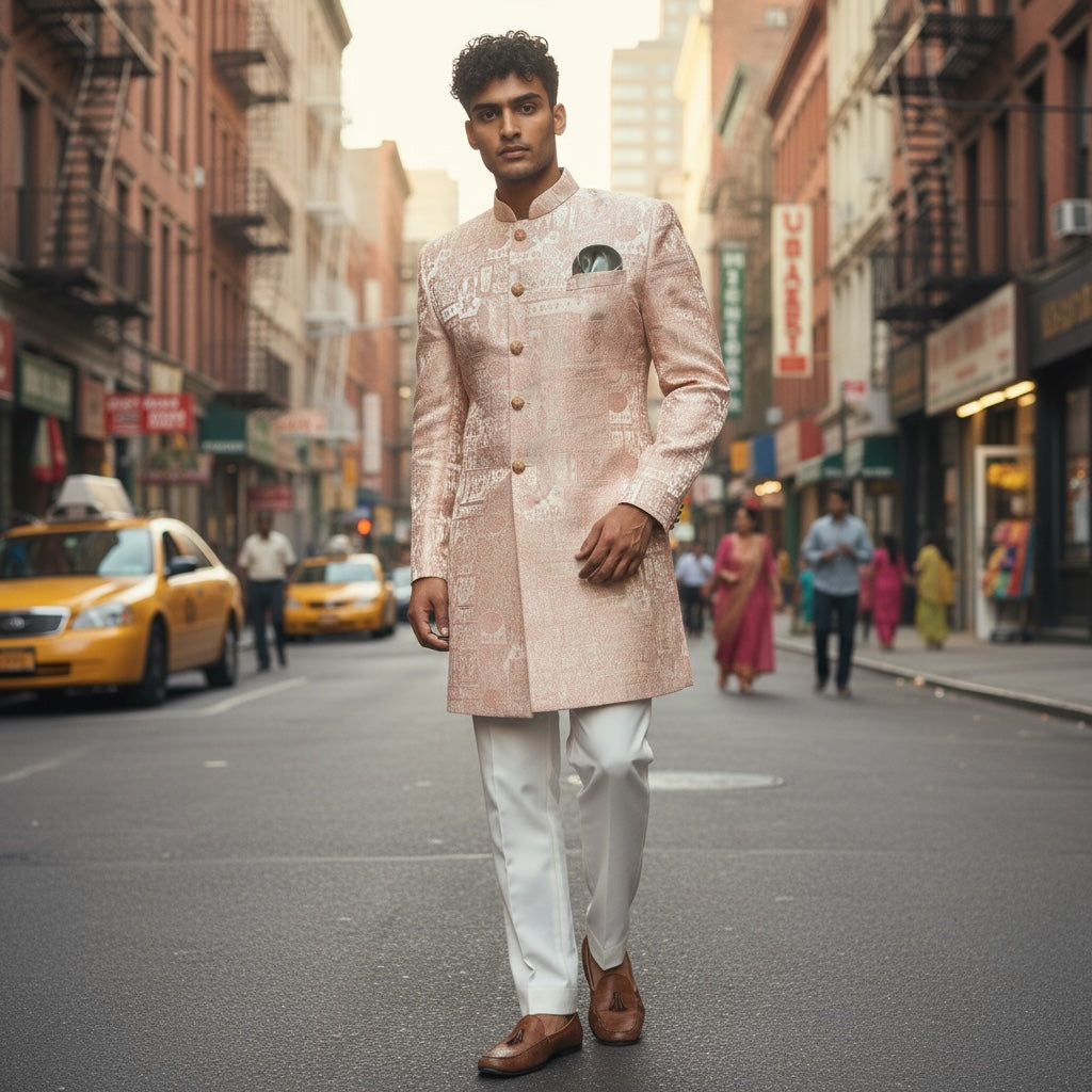 YD Jacquard Sherwani - Vintage India NYC