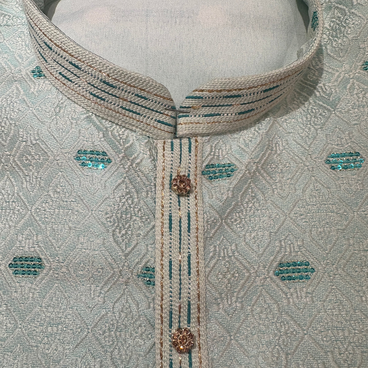 Mint Sequin Jacquard Kurta