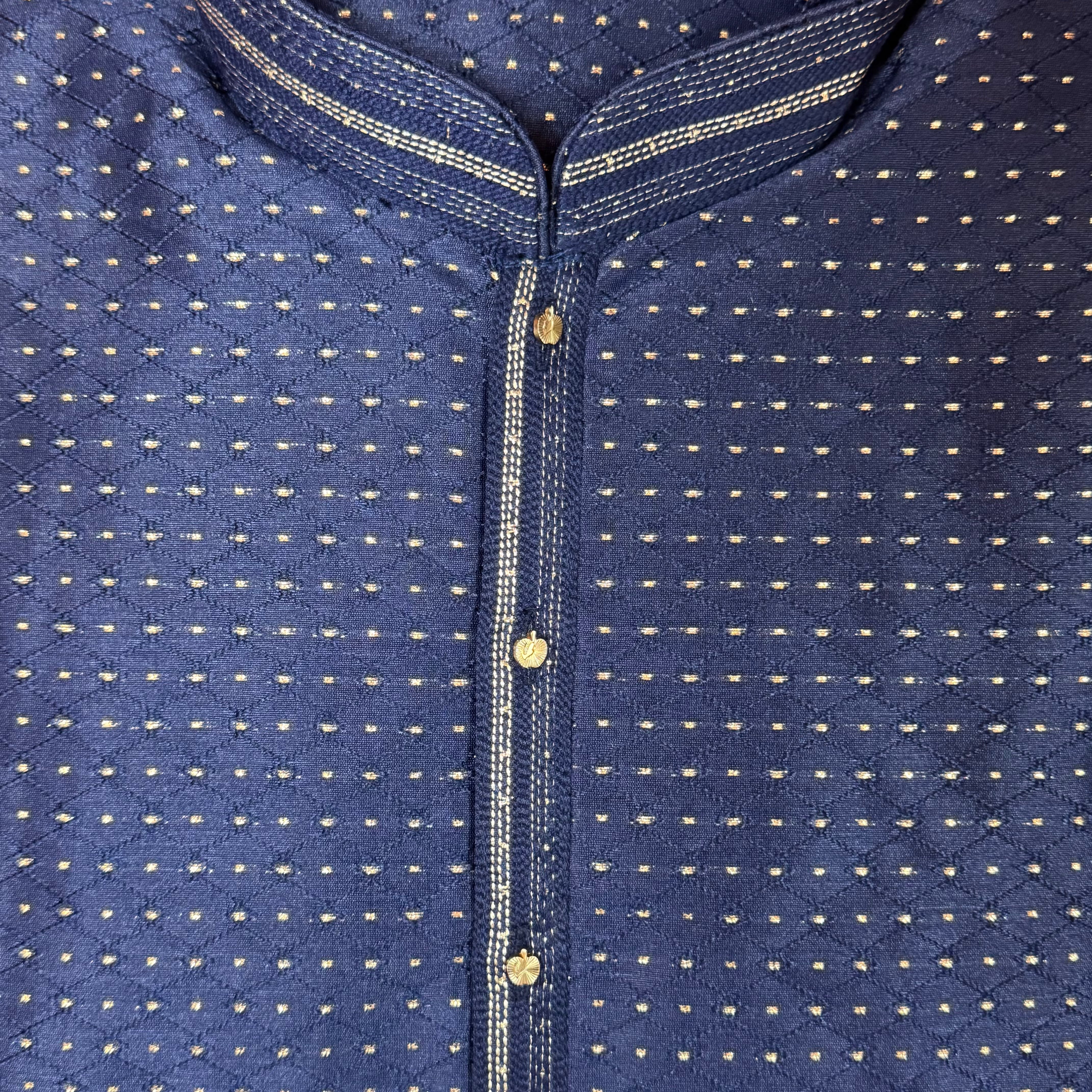 Navy Diamond Dot Kurta - Vintage India NYC