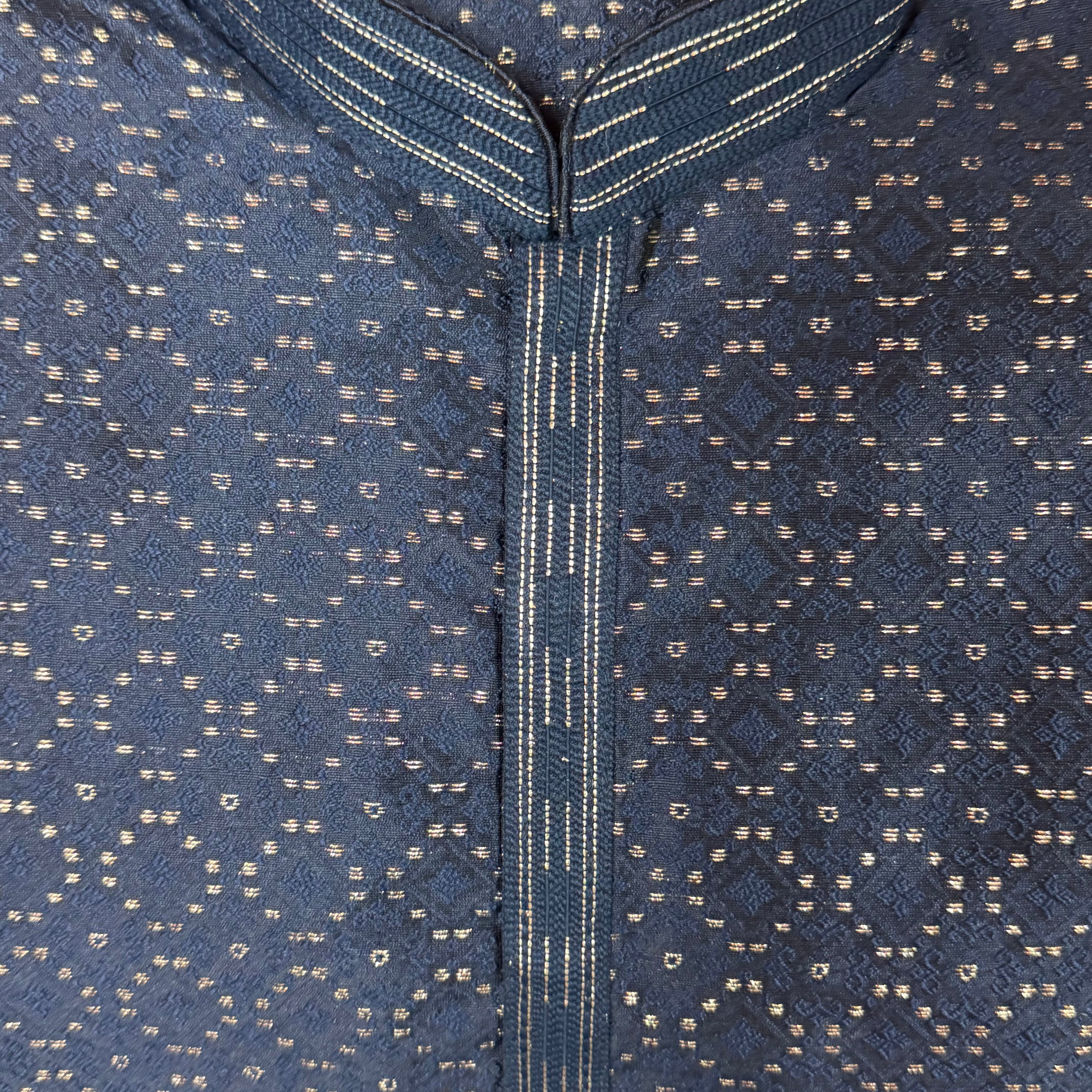 Navy Zari Dot Diamond Kurta - Vintage India NYC