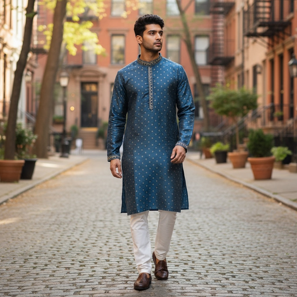 Ocean Flower Diamond Kurta - Vintage India NYC