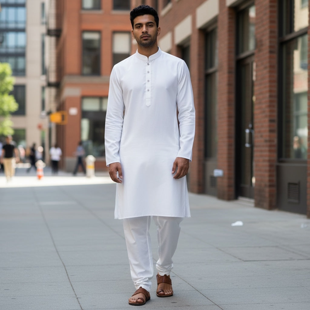 YD White Rayon Men Kurta - Vintage India NYC