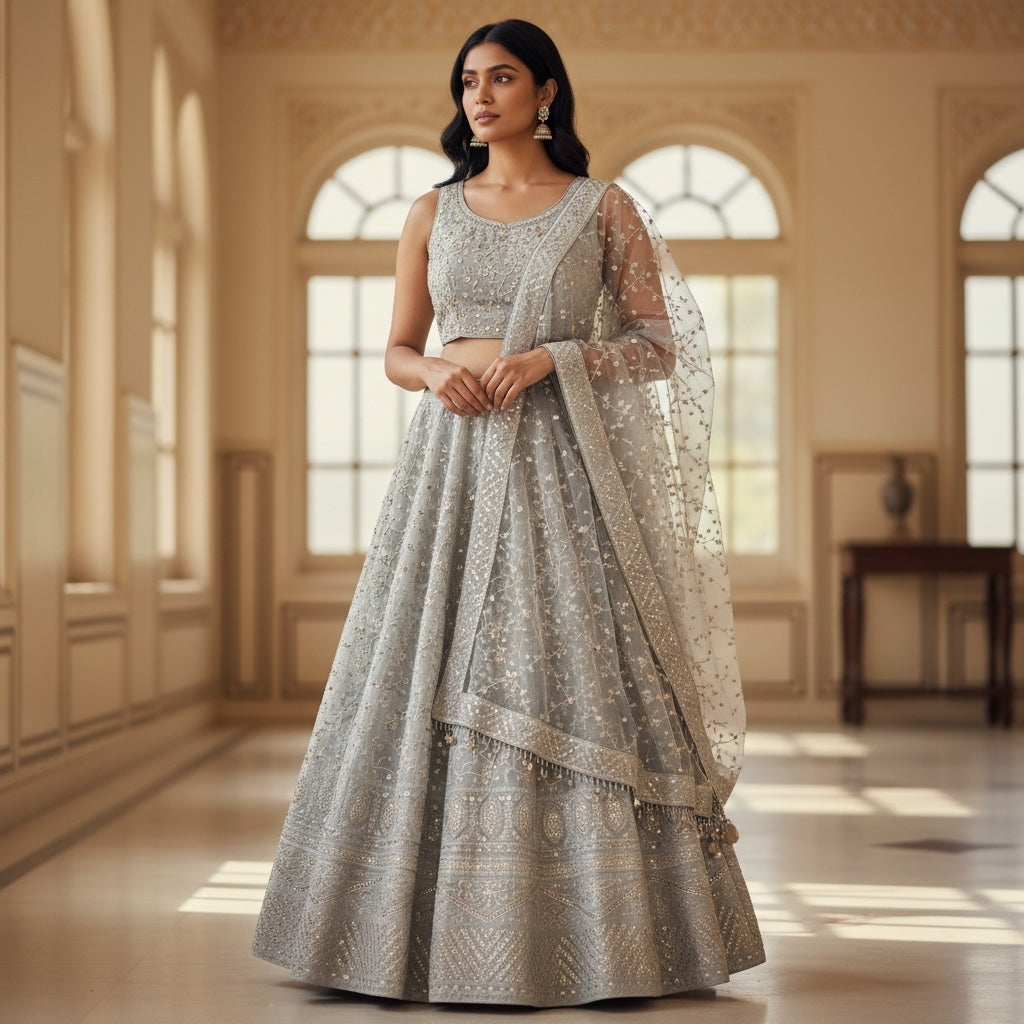 YD Grey Lehenga Set