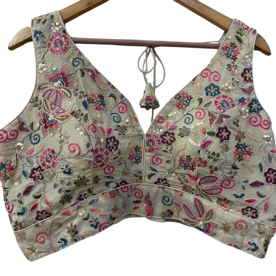 V Neck Embroidered Patchwork Blouse Colors