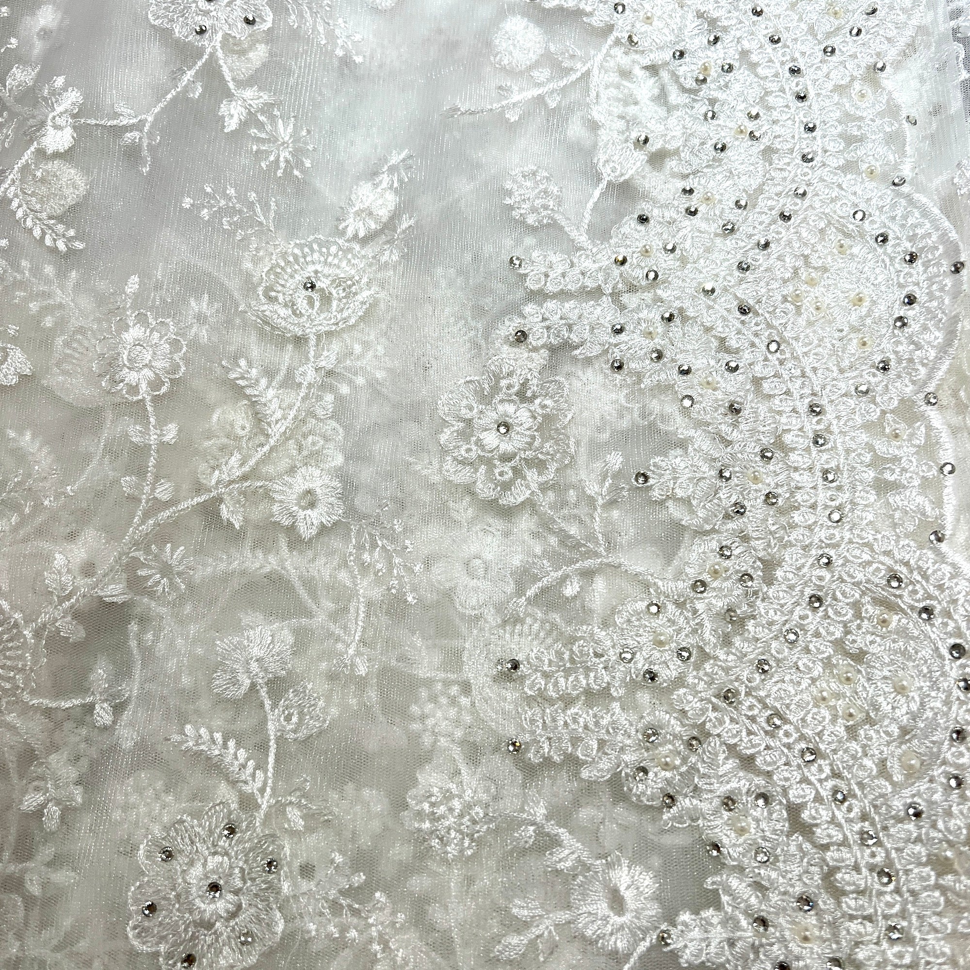 DT Ivory Net Saree - Vintage India NYC