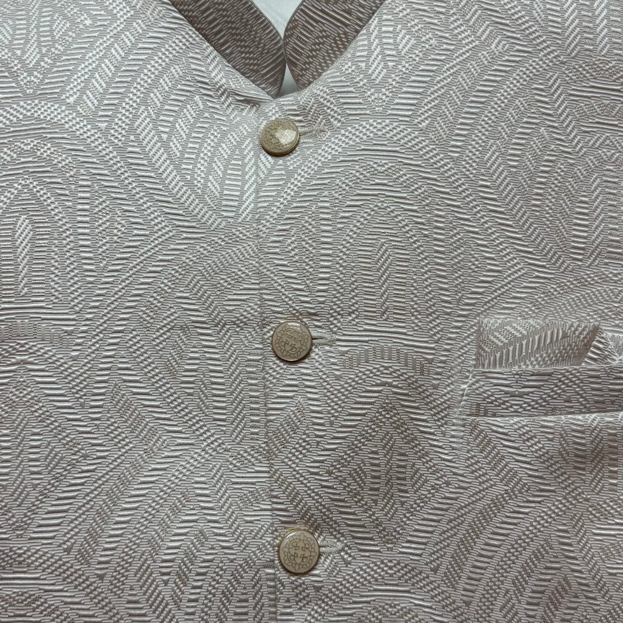 Ivory Textured Sherwani w/ Neckwork