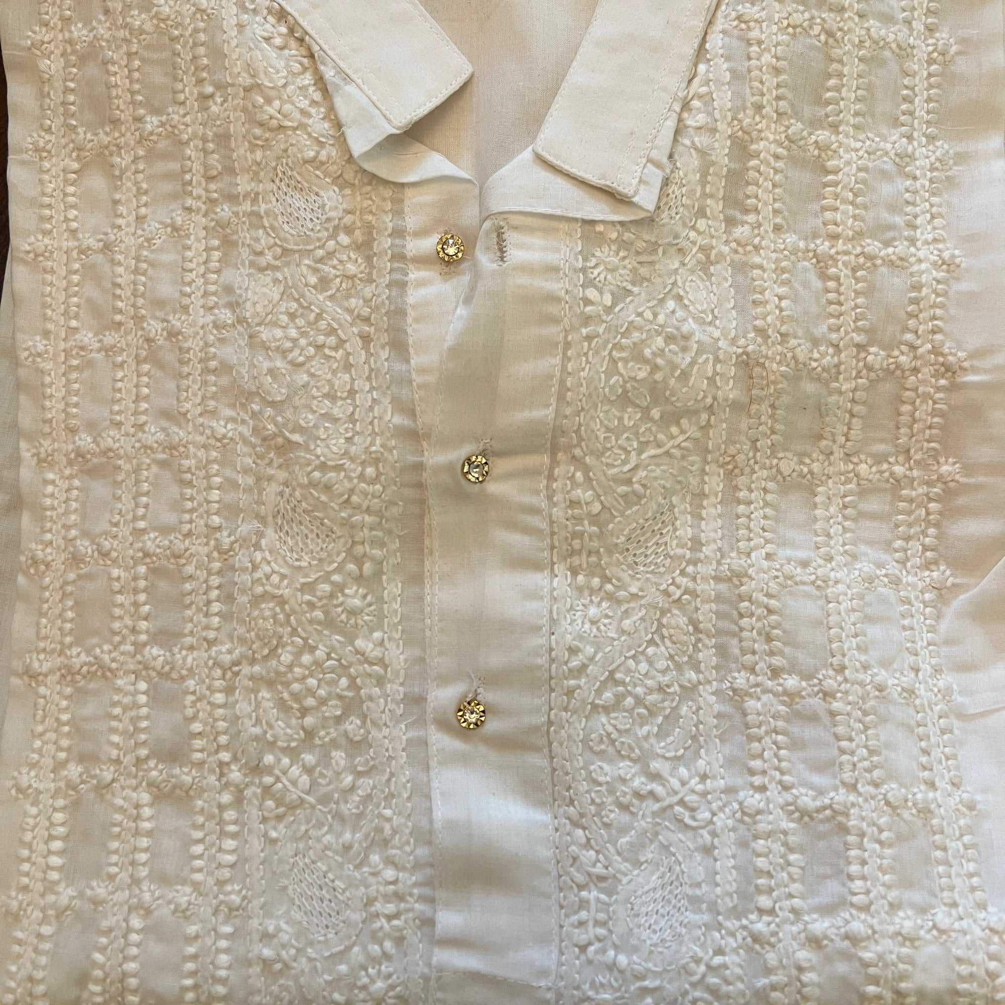 LH Hand Embroidered White Kurtas - Vintage India NYC