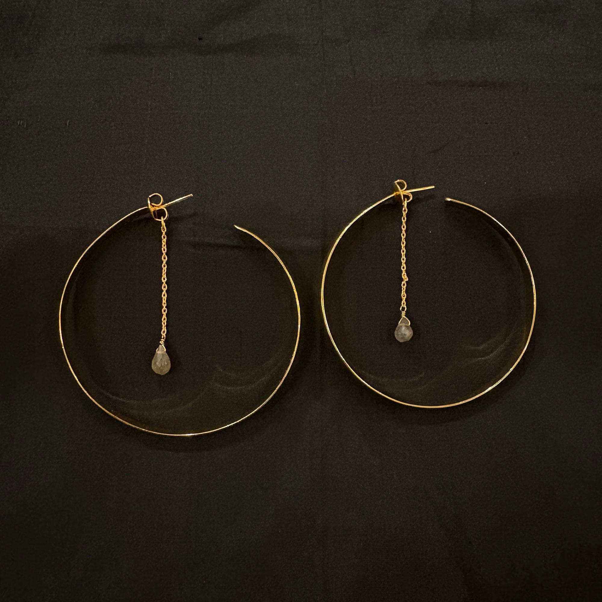 MK Semi Precious Large Hoop Earrings - Vintage India NYC