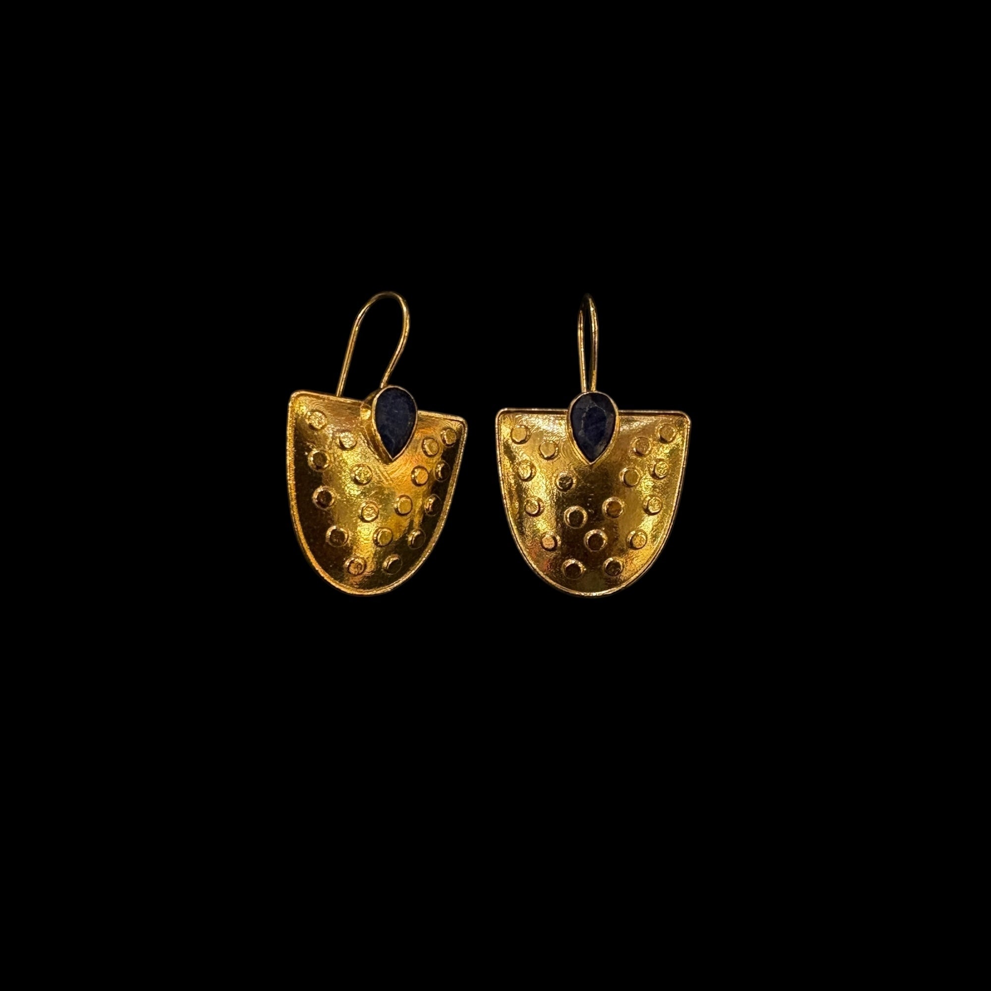 MK Semi Precious Shield Drop Earrings - Vintage India NYC