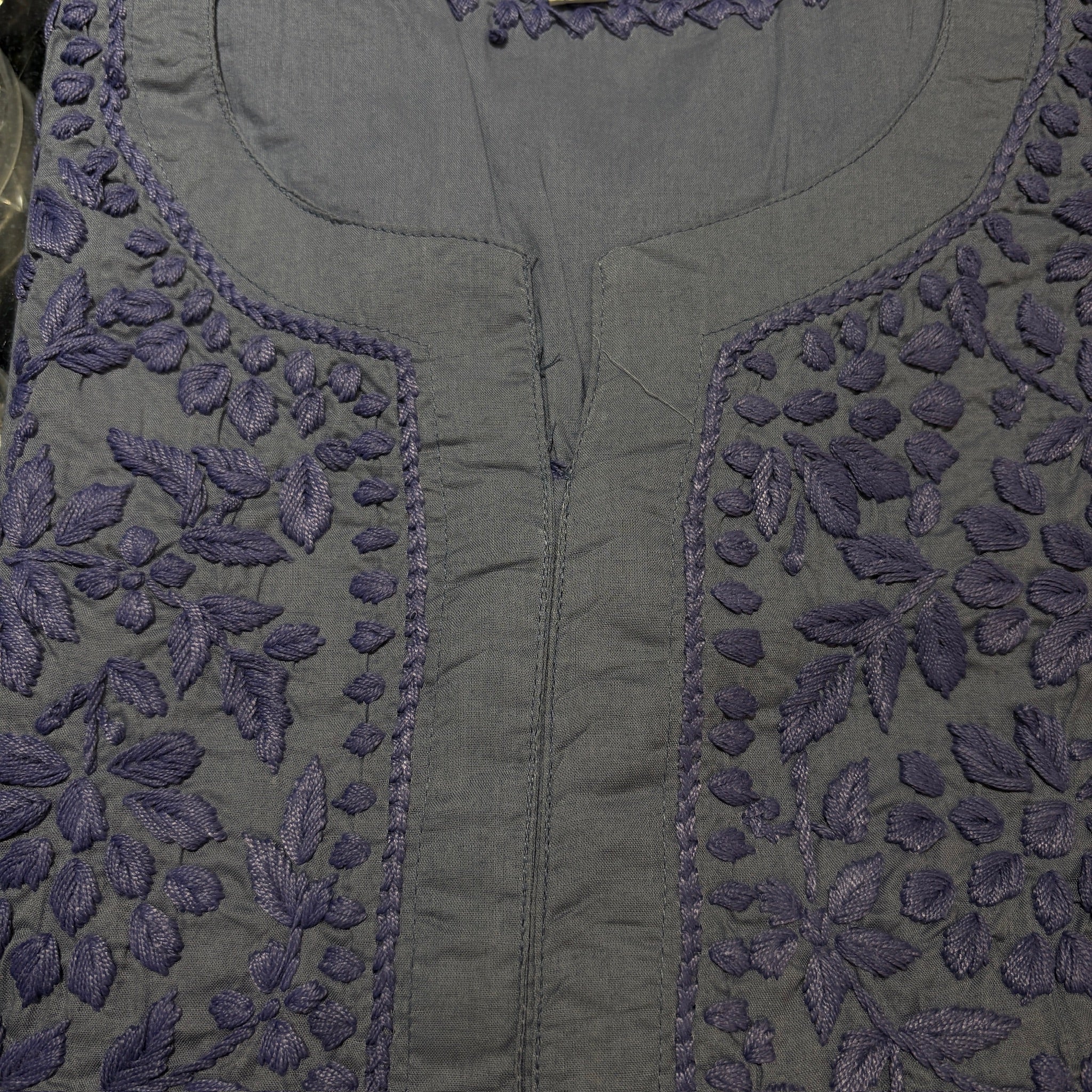 MA Short Embroidered Cotton Kurti-Size 36