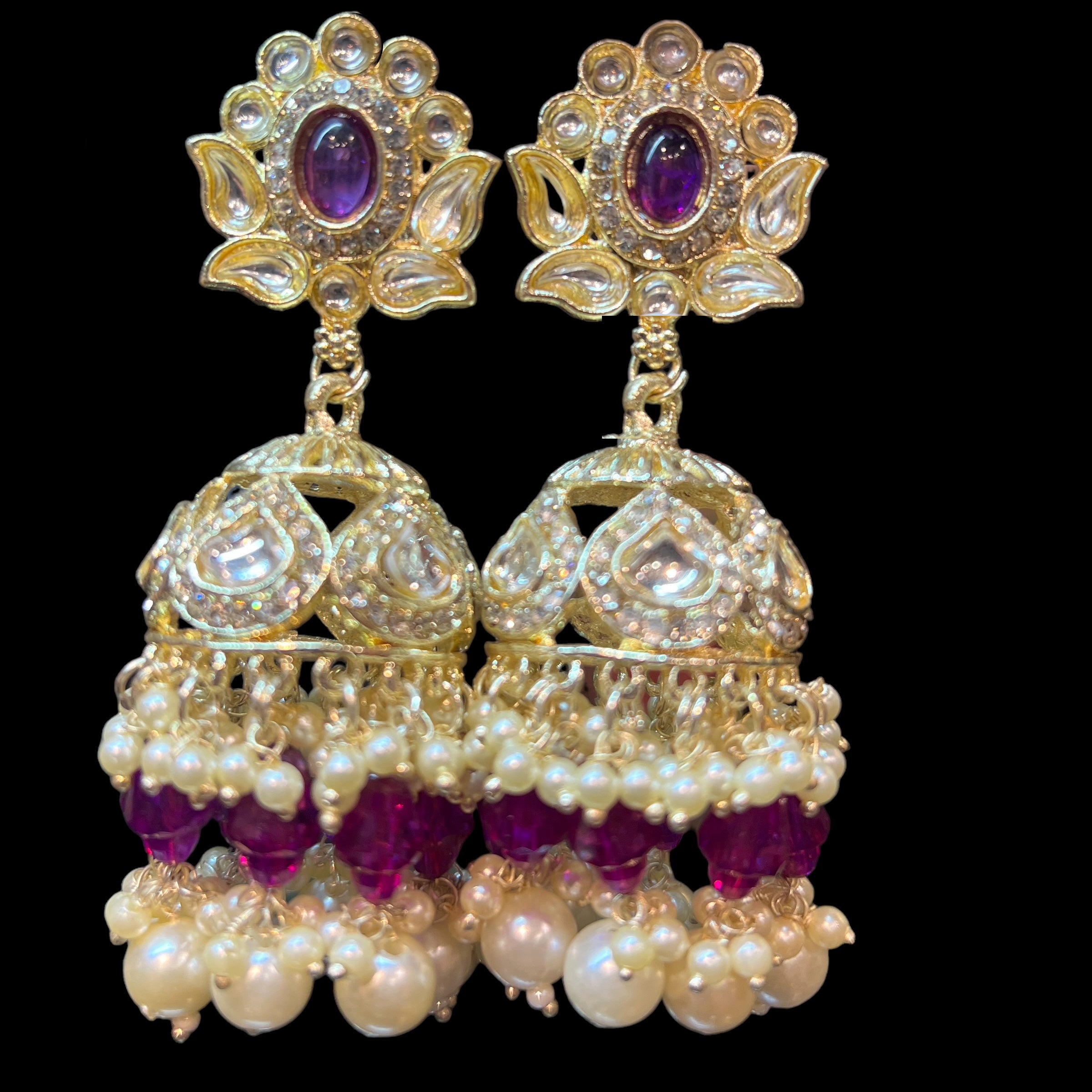 Large Jhumka Earrings- Many Colors - Vintage India NYC