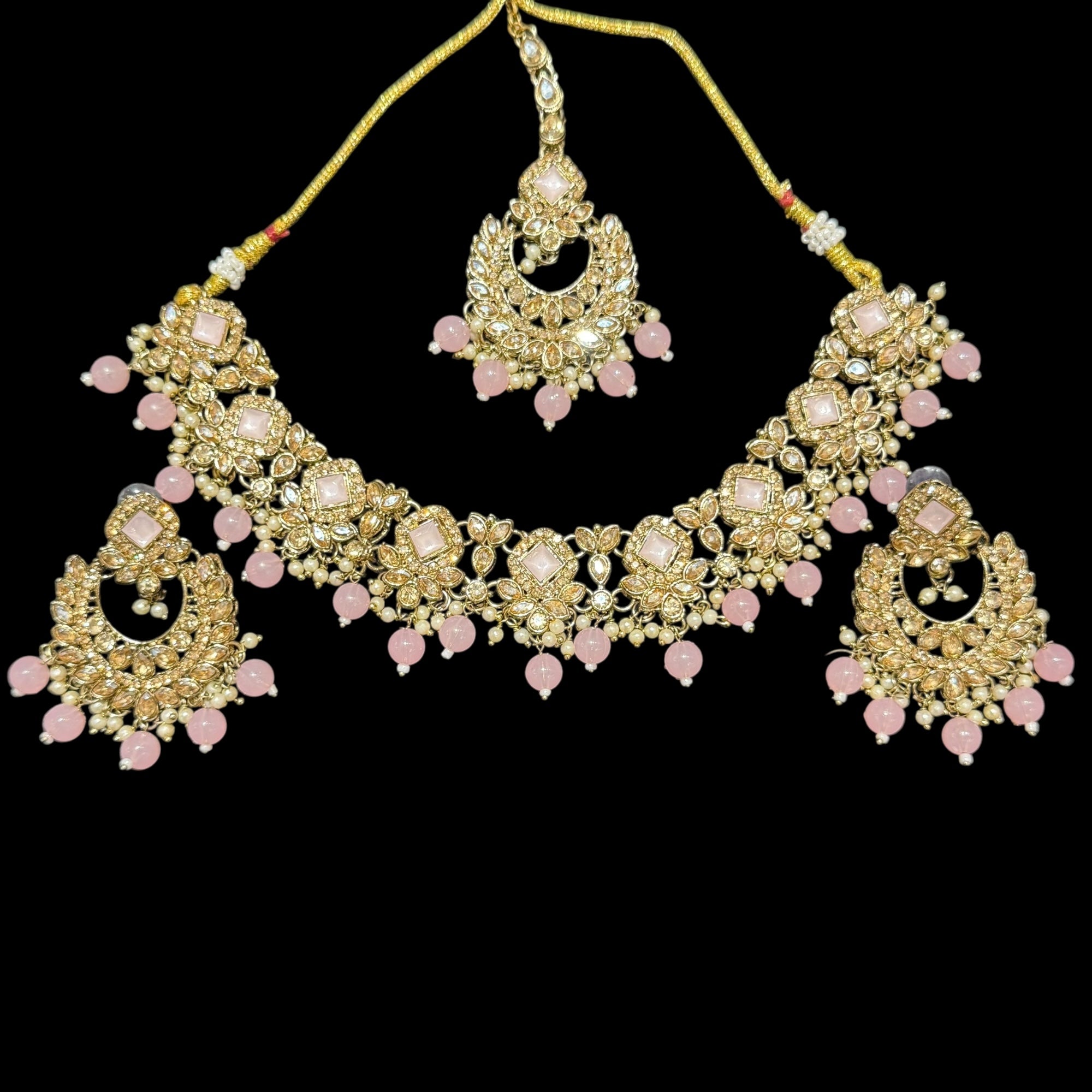 DT Chandbali Diamond Necklace Sets-Many Colors