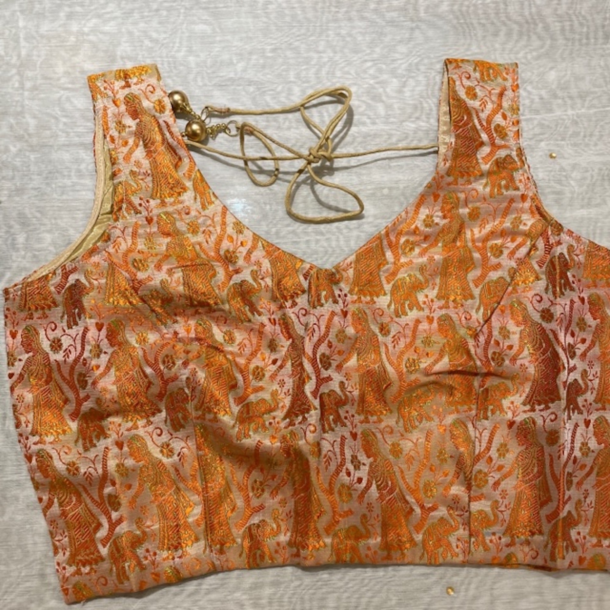 Brocade Saree Blouses-Size 36 - Vintage India NYC