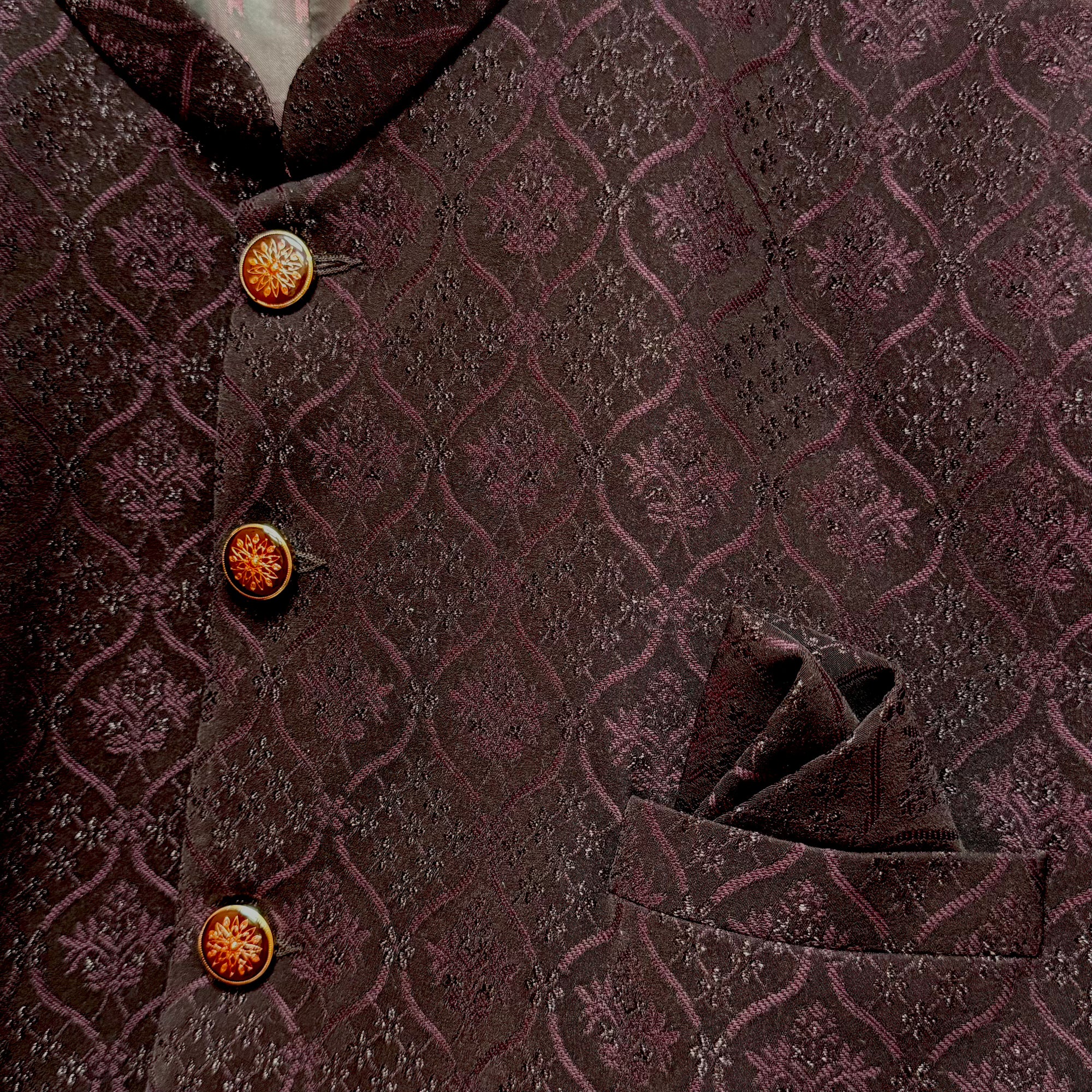 Ogee Jacquard Jodhpuri Jacket -2 Colors - Vintage India NYC
