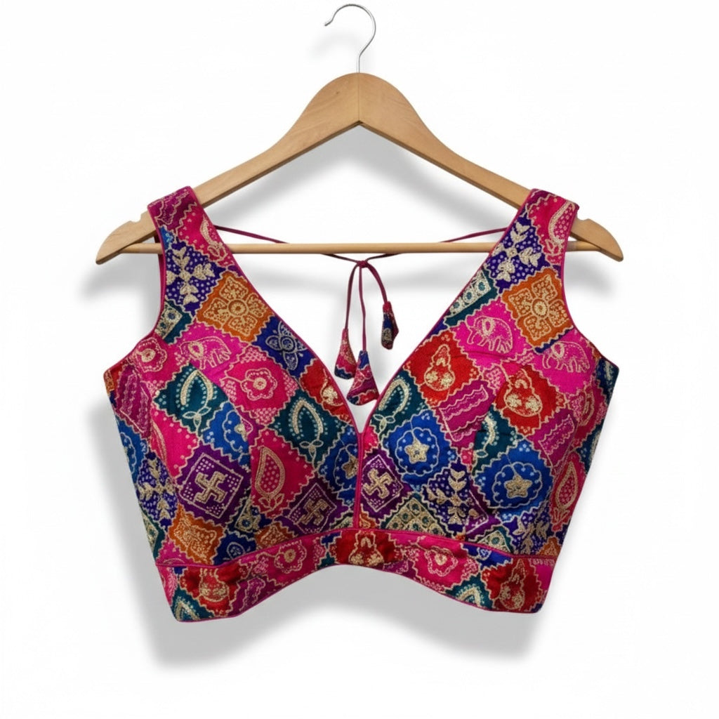 Embroidered Patch Choli Blouse-2 Colors - Vintage India NYC
