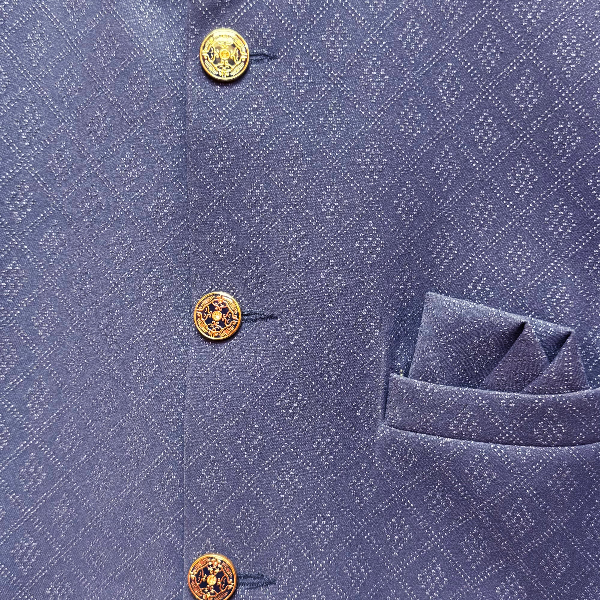 Diamond Jacquard Jodhpuri Jacket - Vintage India NYC