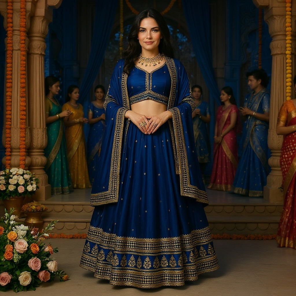 DT Butah Embroidered Lehengas-Colors - Vintage India NYC