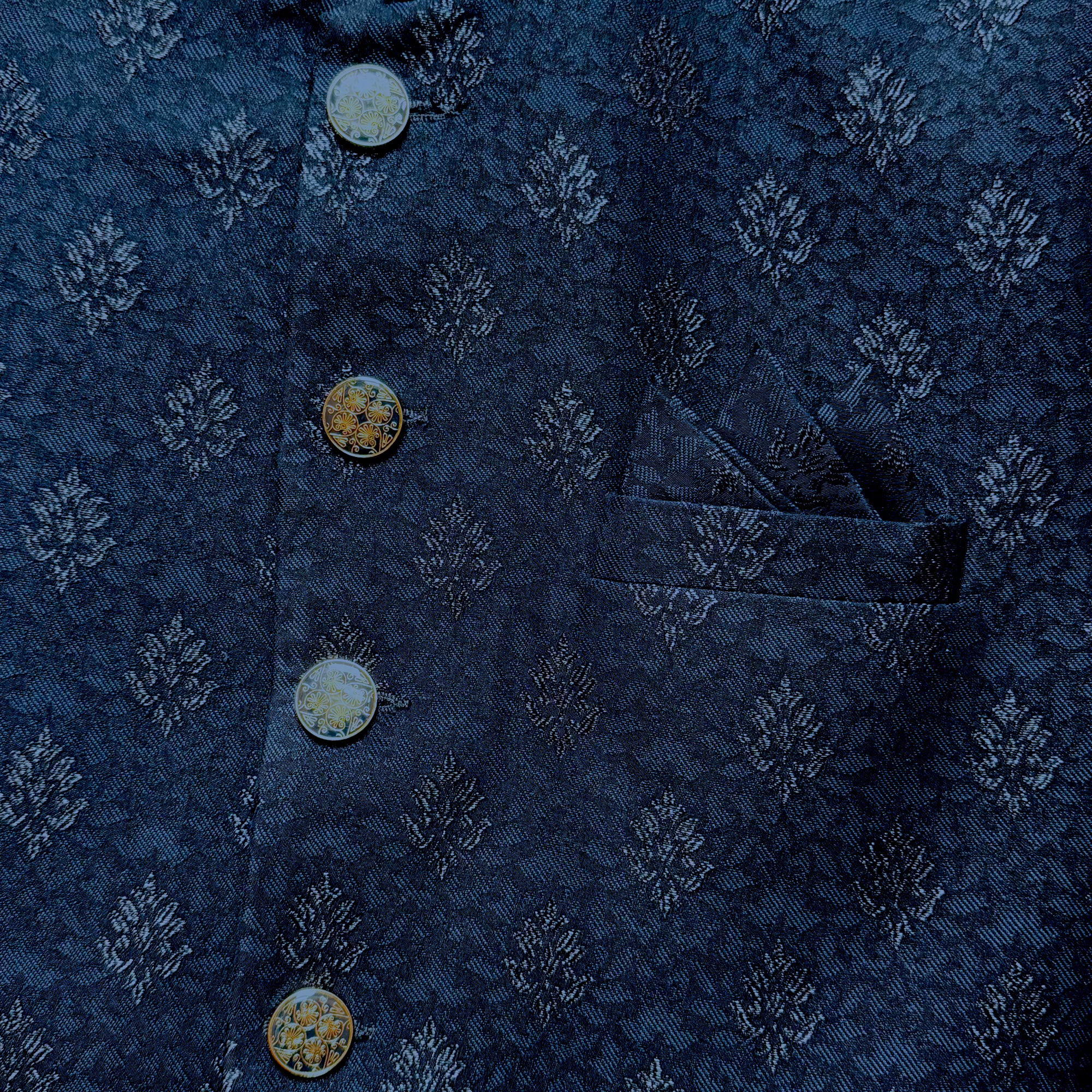 Navy Buti Jodhpuri Jacket - Vintage India NYC