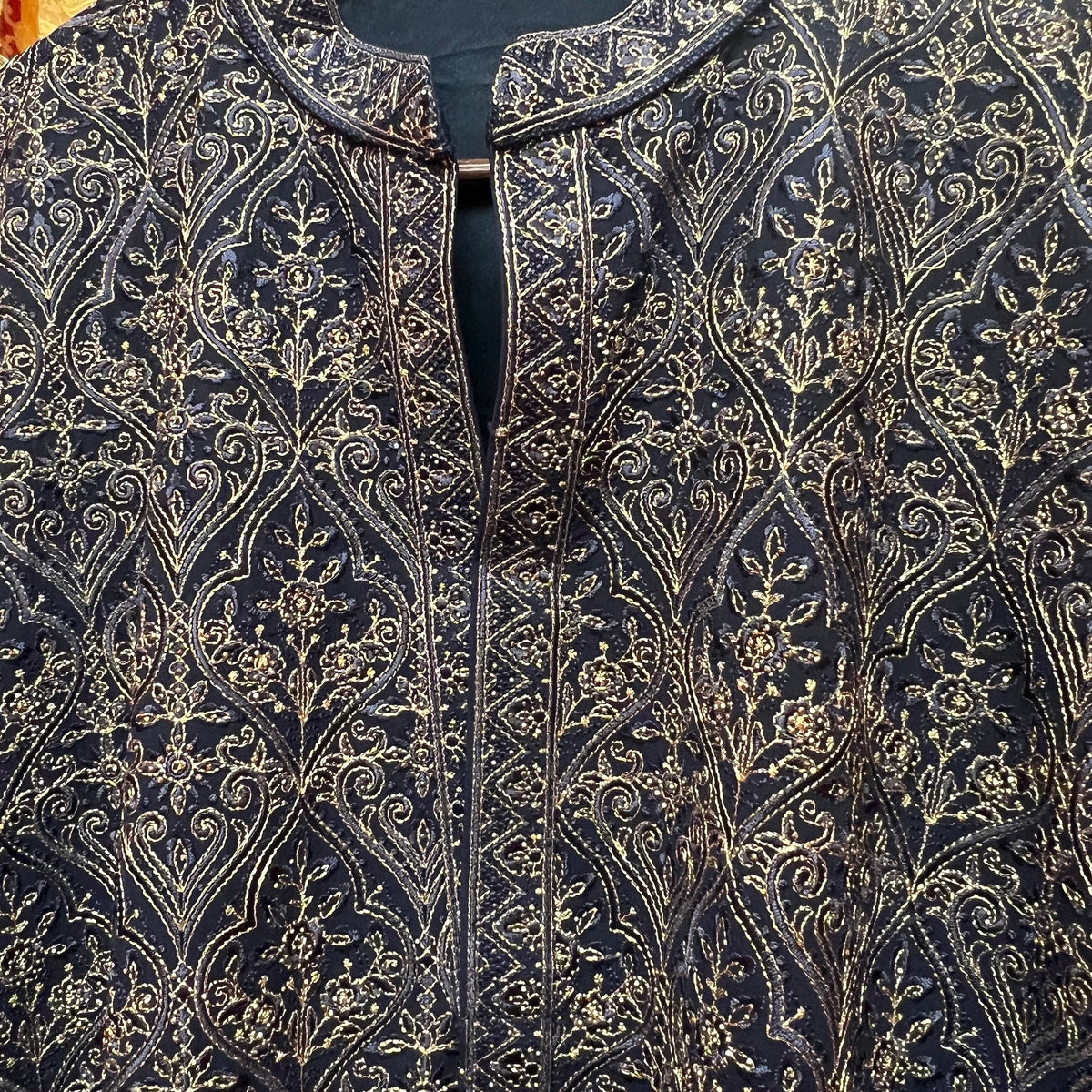 Heavy Embroidery Navy Kurta - Vintage India NYC
