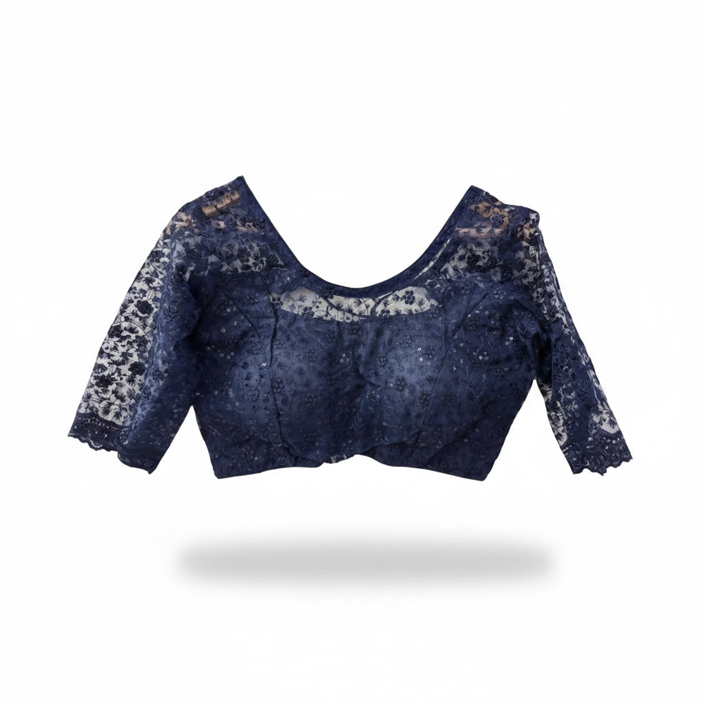 Navy Lace Choli Blouse - Vintage India NYC