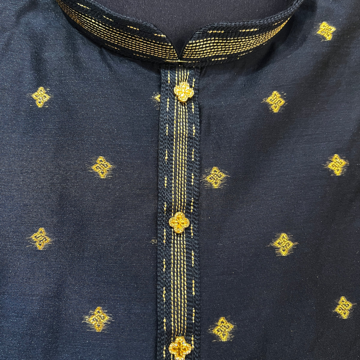 Navy Quadrafoil Kurta - Vintage India NYC