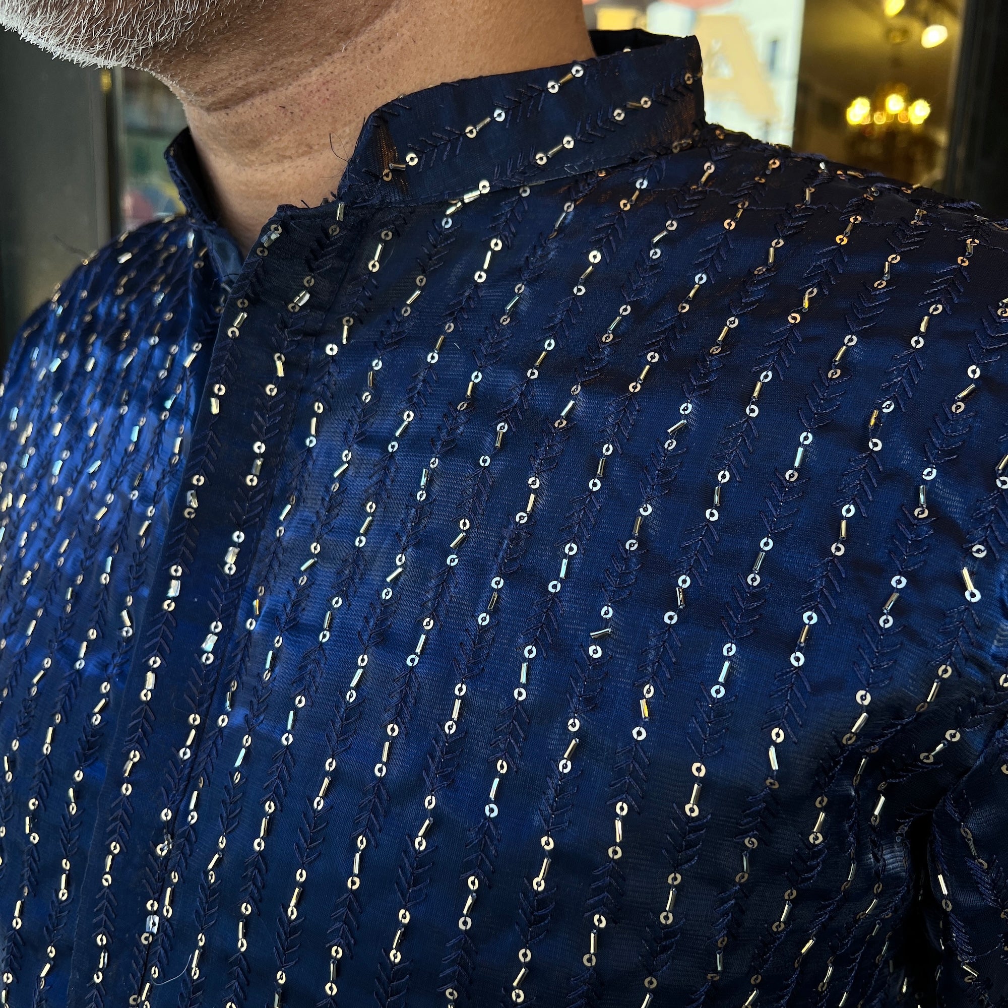 Navy Beaded Sequin Kurta Set