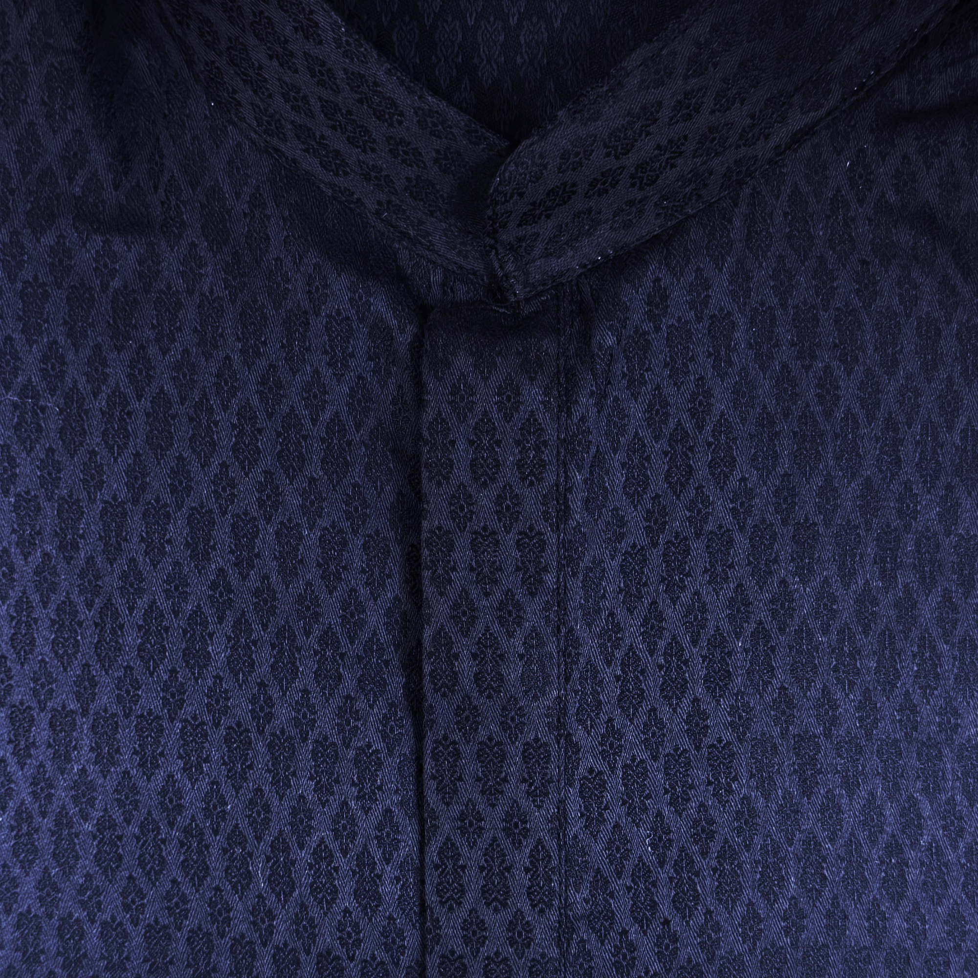 Jacquard Band Collar Short Kurta- Various Colors - Vintage India NYC