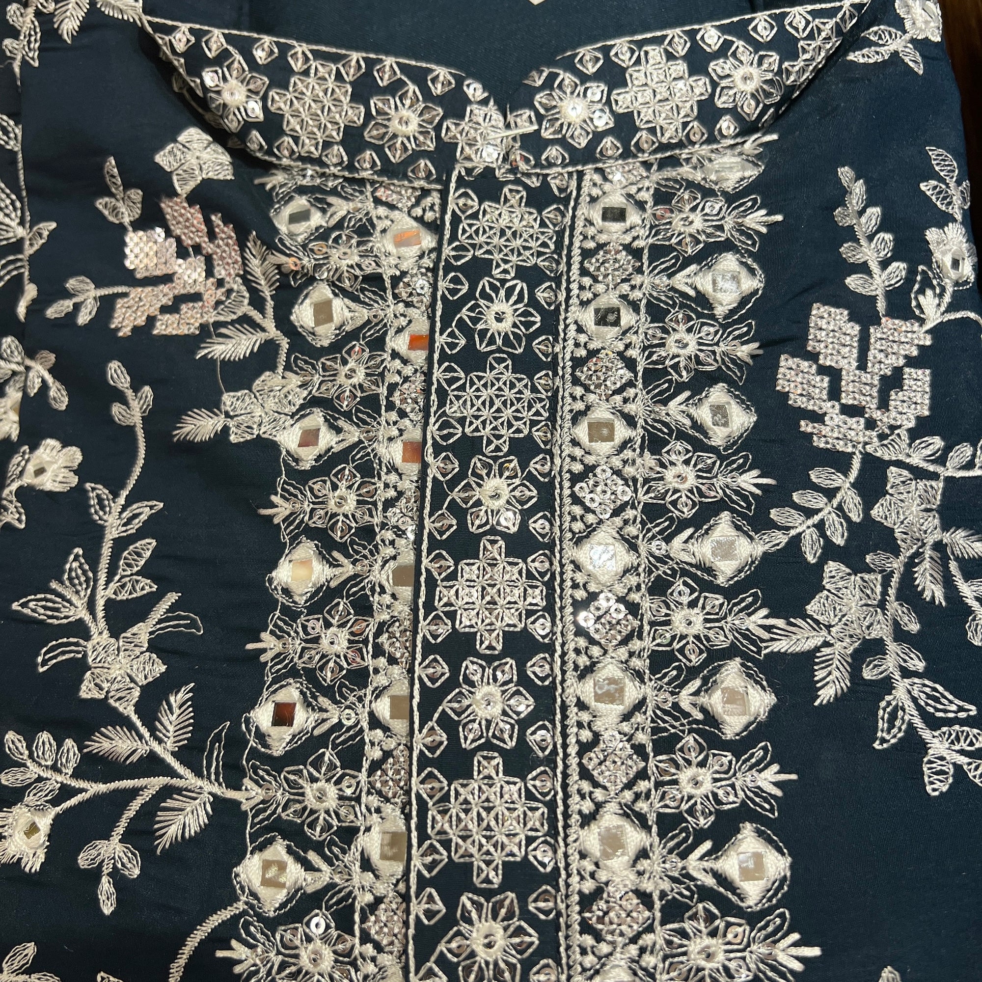 White Embroidered Mirror Kurtas-Colors - Vintage India NYC