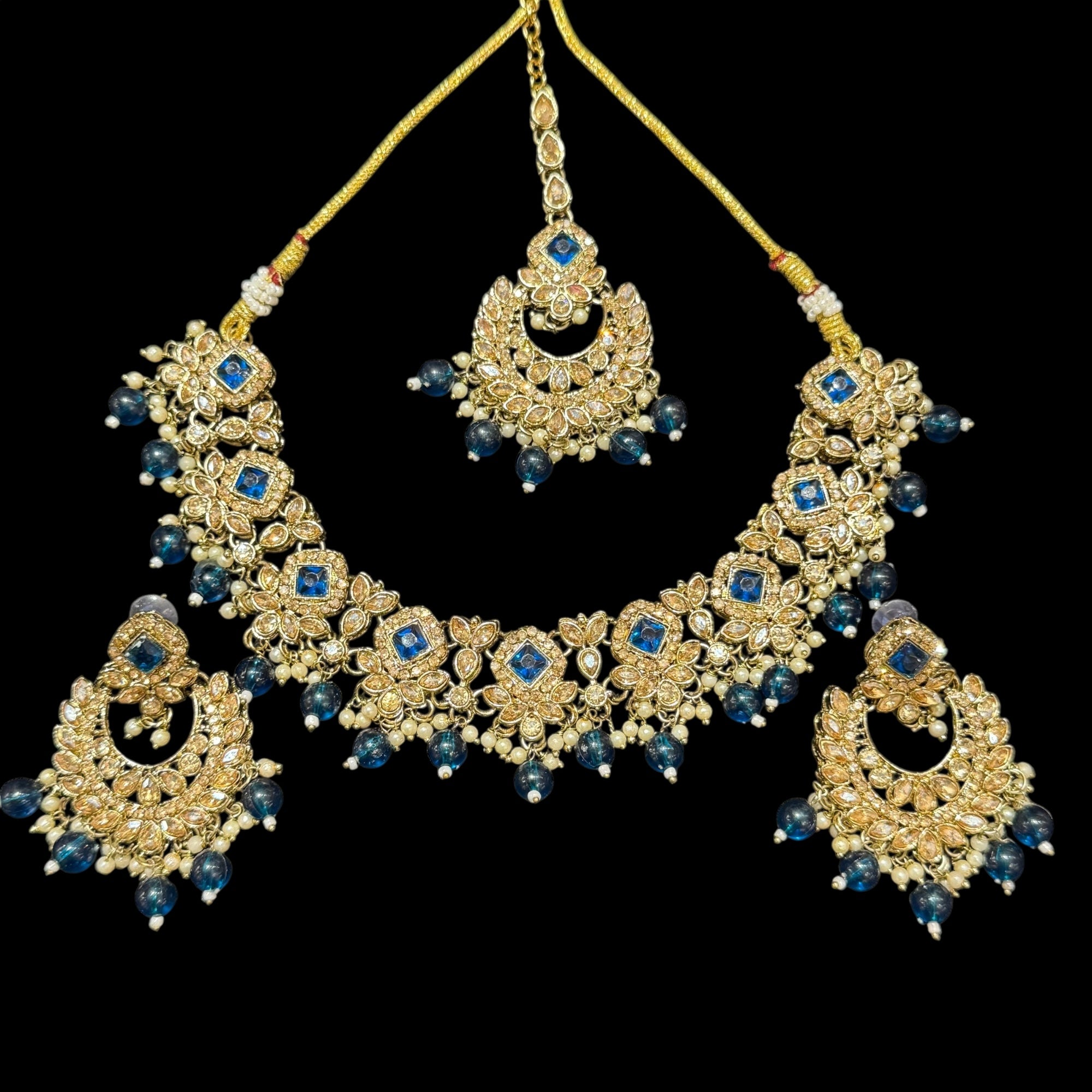 DT Chandbali Diamond Necklace Sets-Many Colors