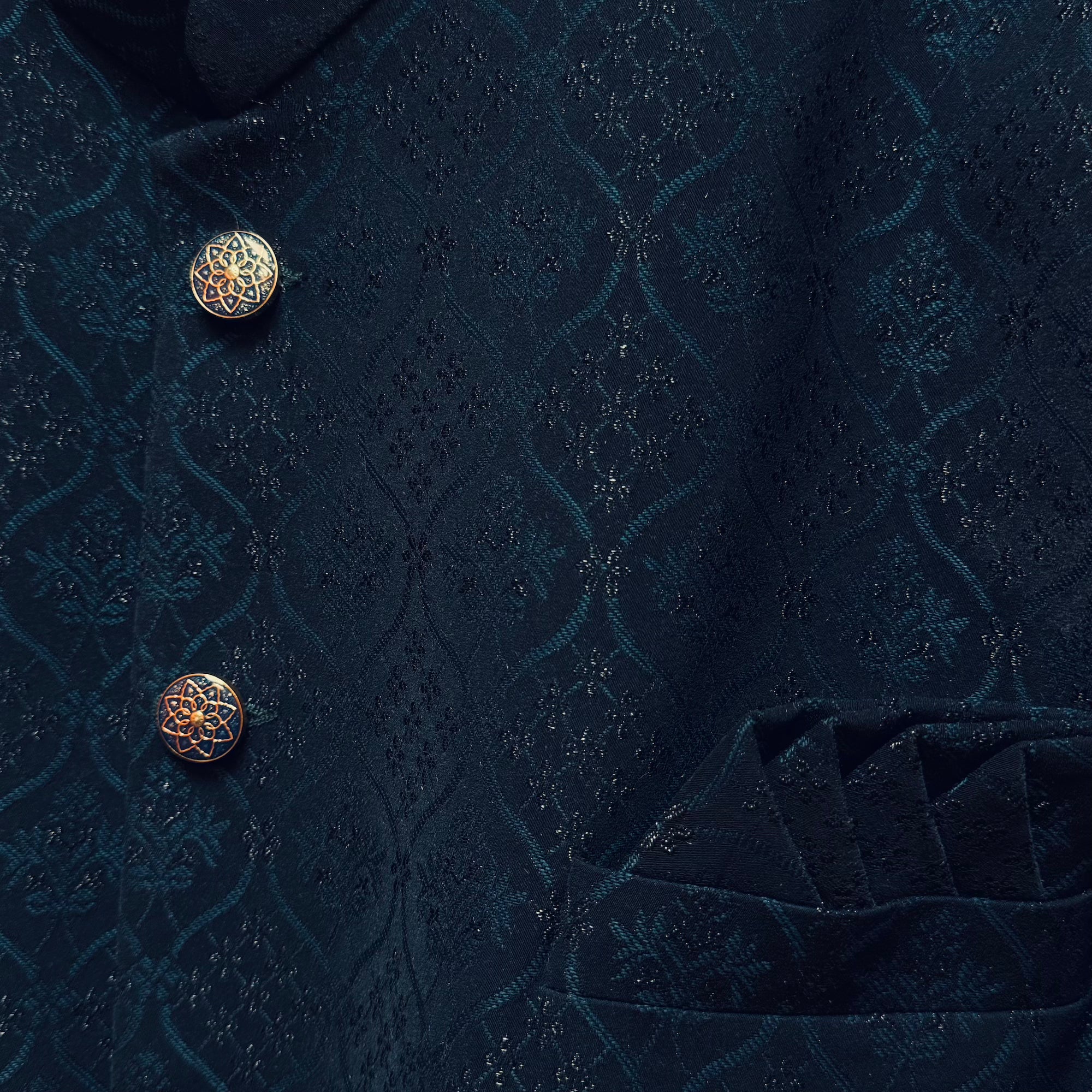 Ogee Jacquard Jodhpuri Jacket -2 Colors - Vintage India NYC