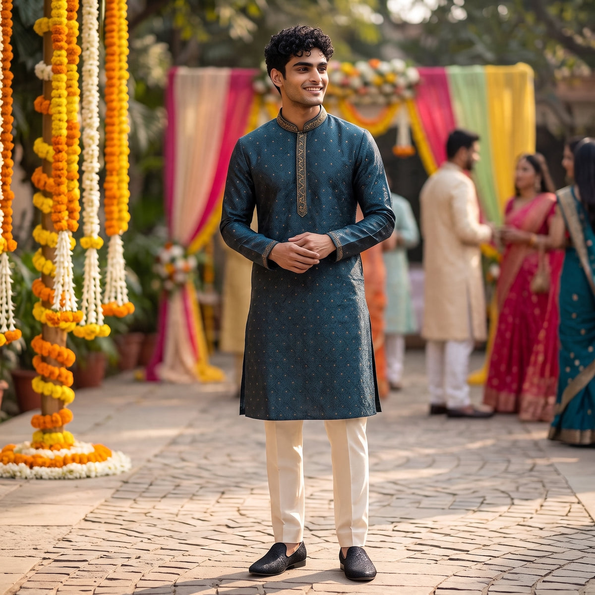 Ocean Flower Kurta - Vintage India NYC