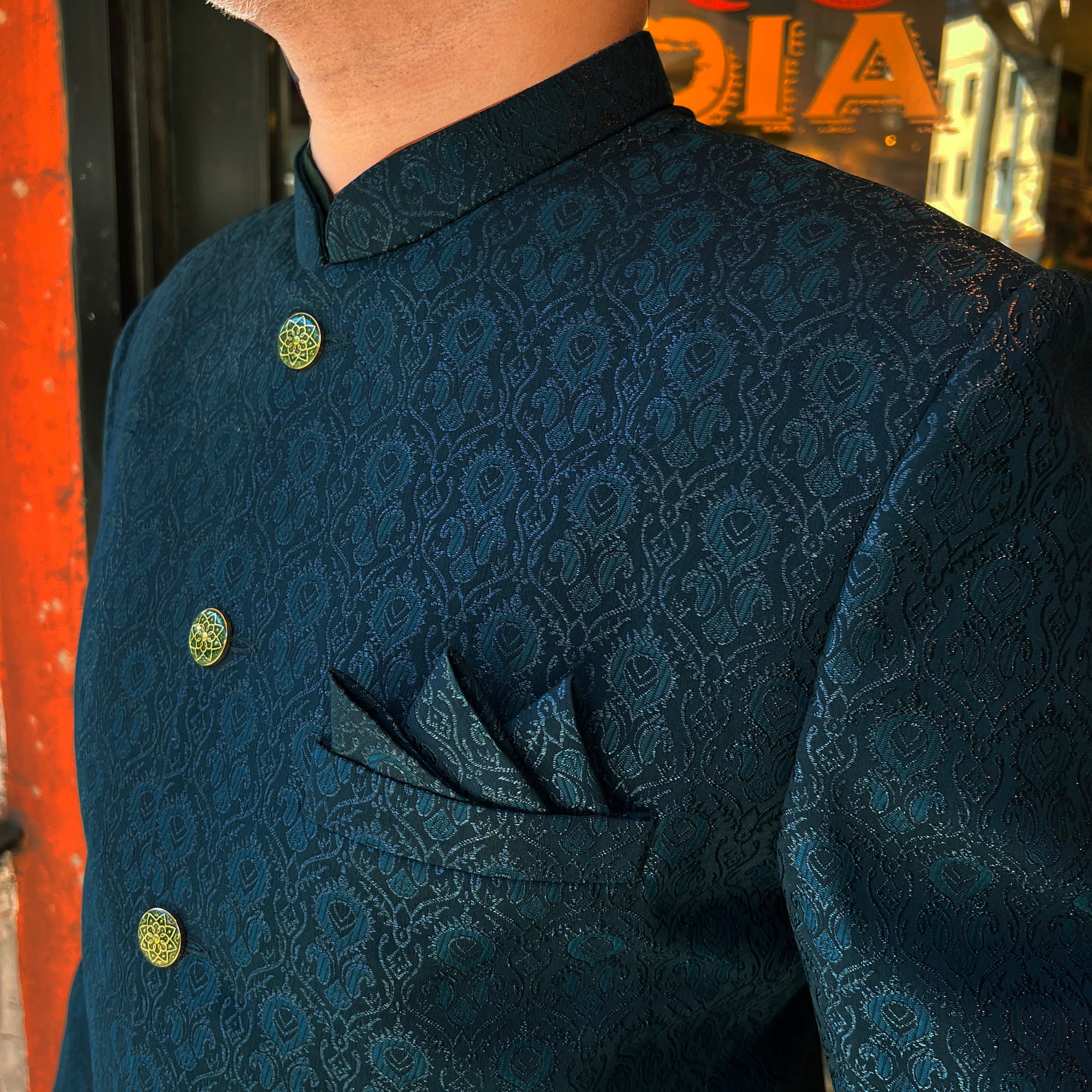 Jacquard Jodhpuri Jacket- Colors - Vintage India NYC