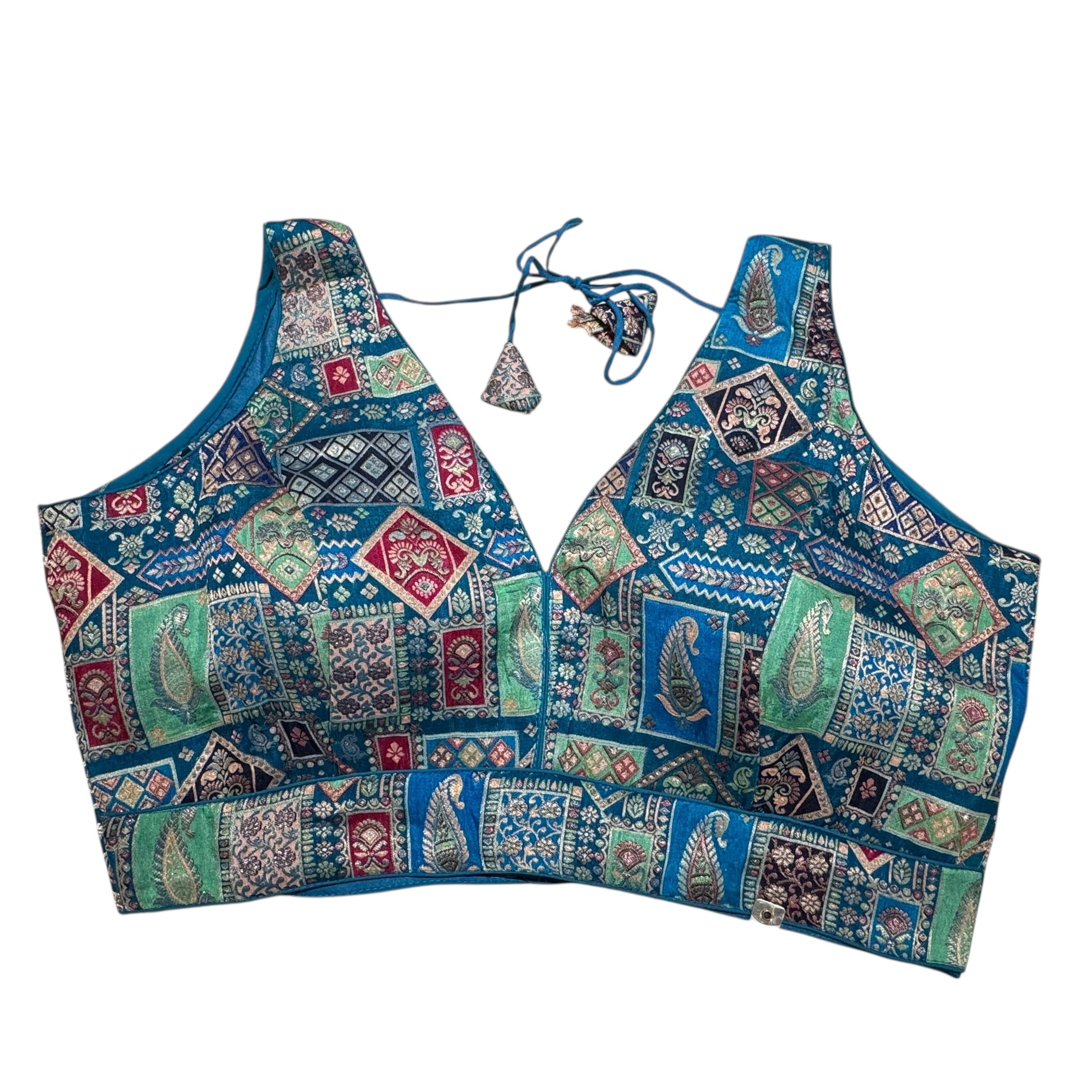 V Neck Banarasi Patch Blouses-Size 42-46