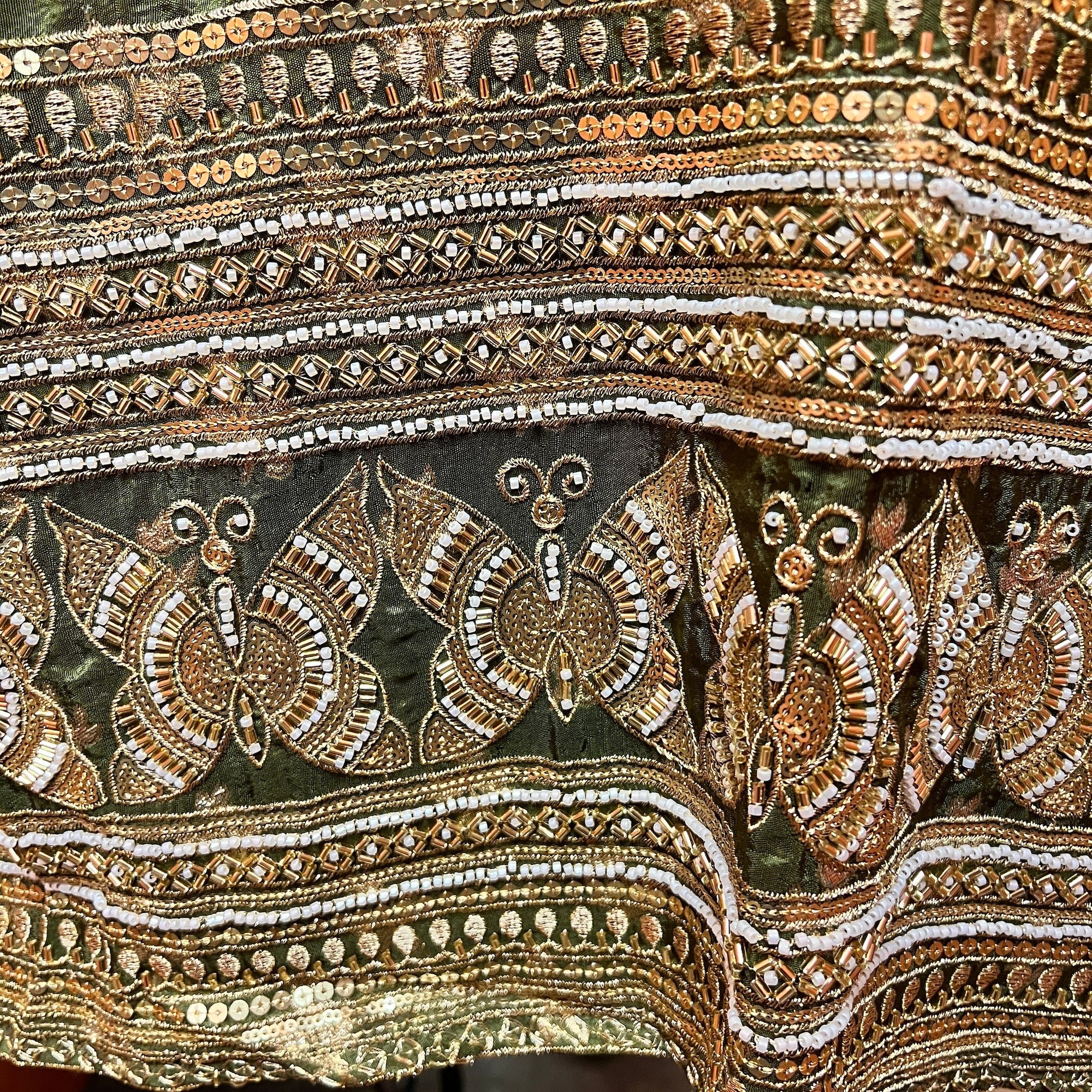 Olive Heavy Hand Beaded Kurta