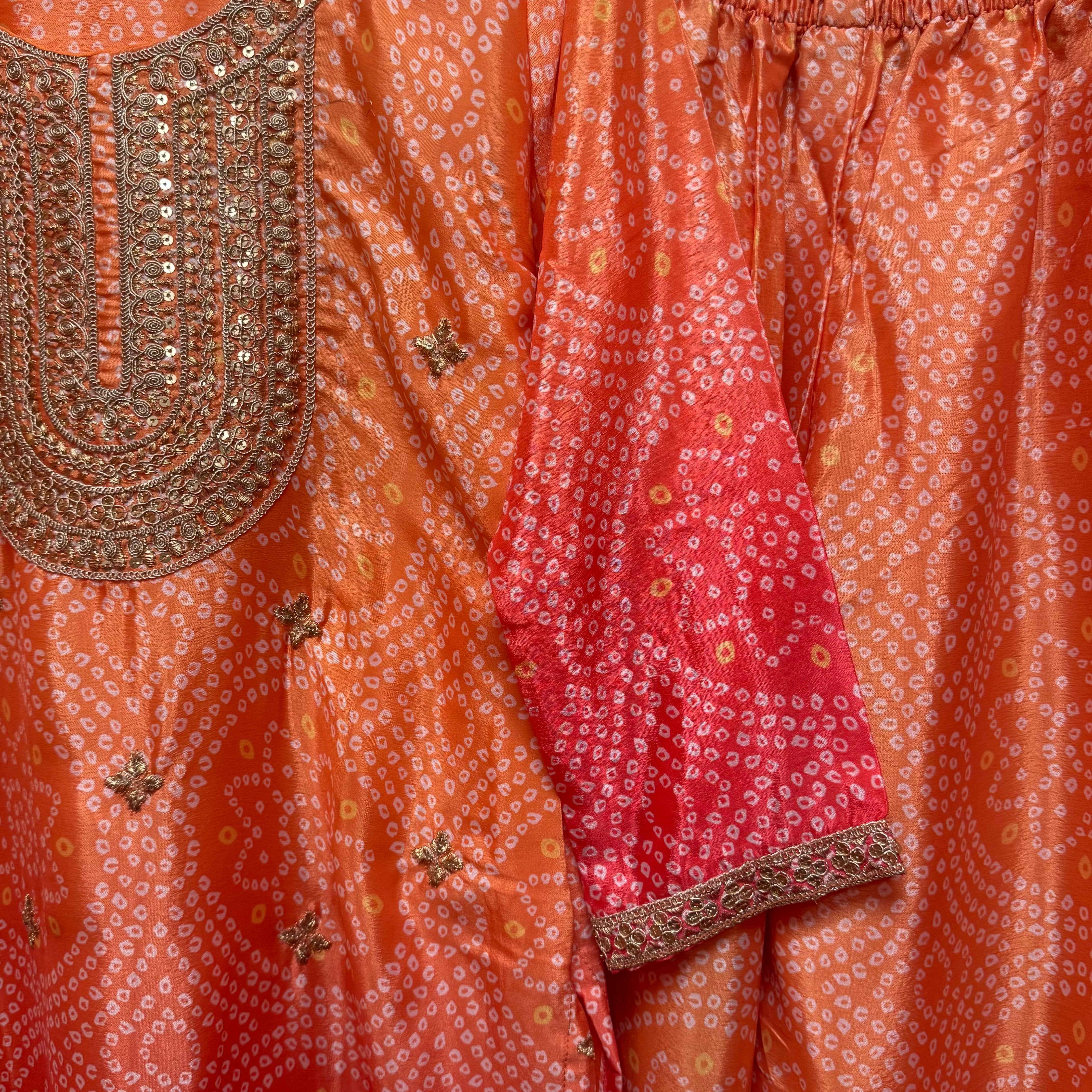 Orange Pink Bandhanii Sharara Set
