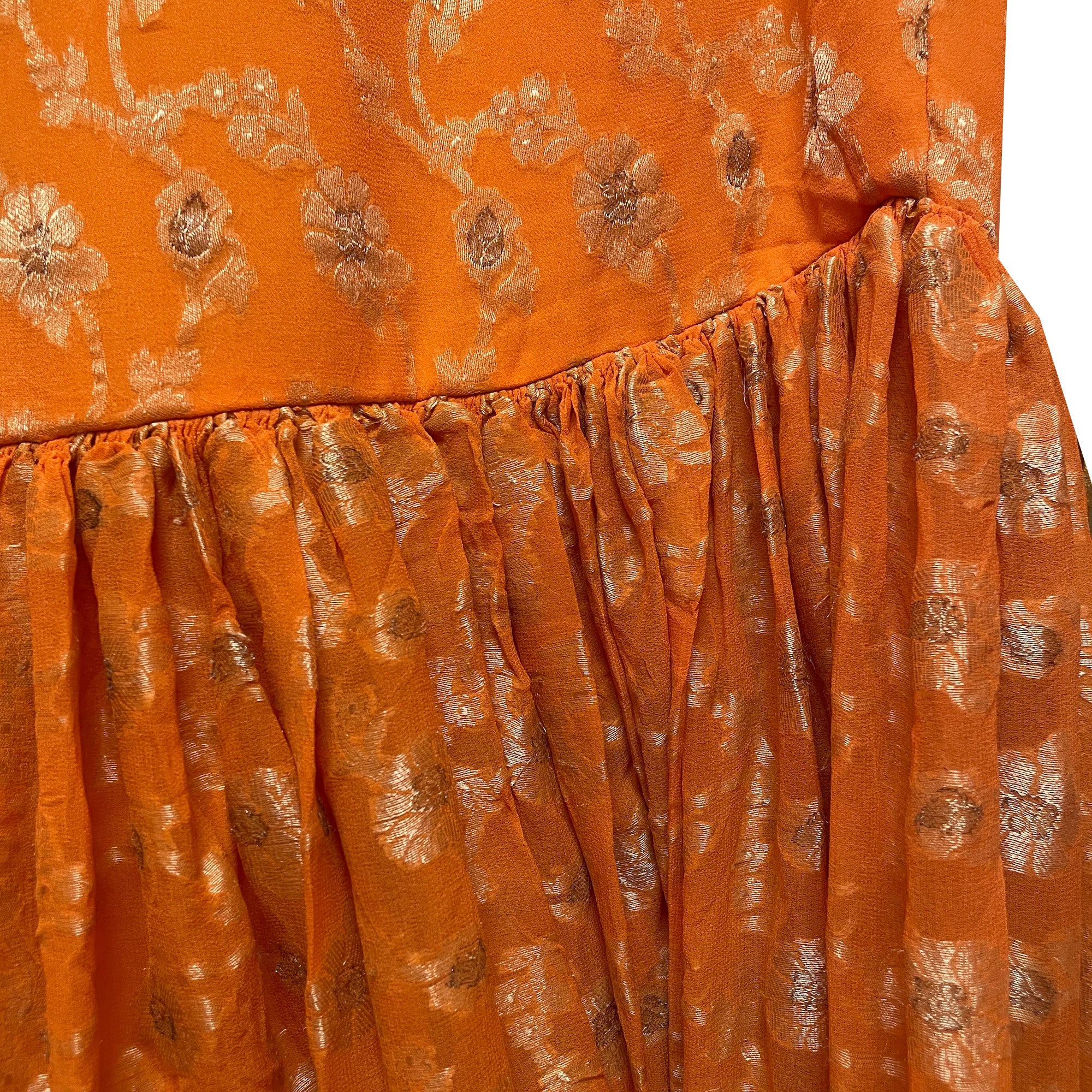 Handmade Orange Brocade Silk Gharara Pants - Vintage India NYC