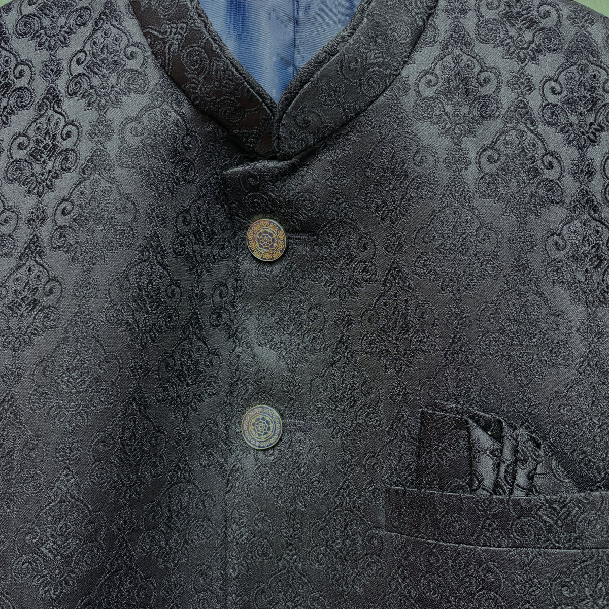 Navy Ornate Crest Jodhpuri Jacket