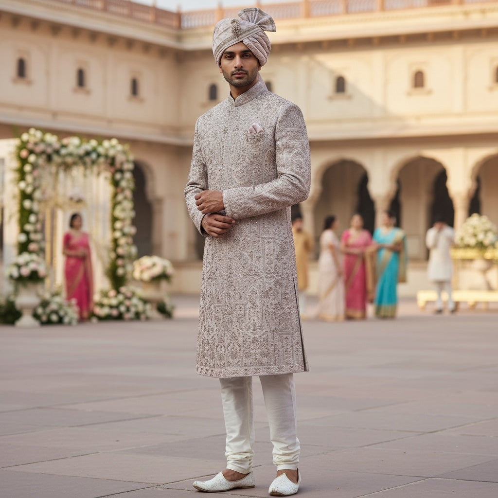 Pale Pink Heavy Embroidered Sherwani