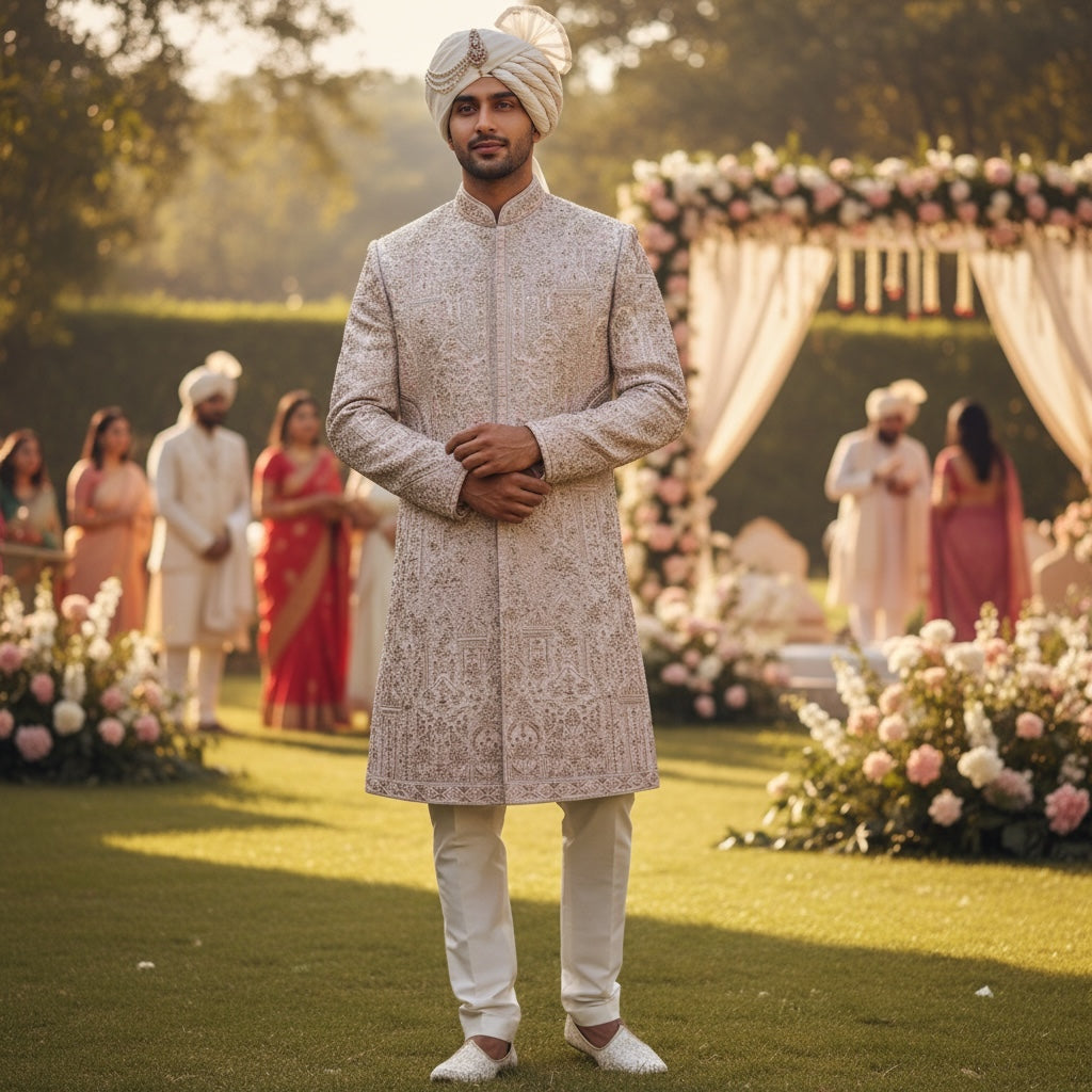 Pale Pink Heavy Embroidered Sherwani
