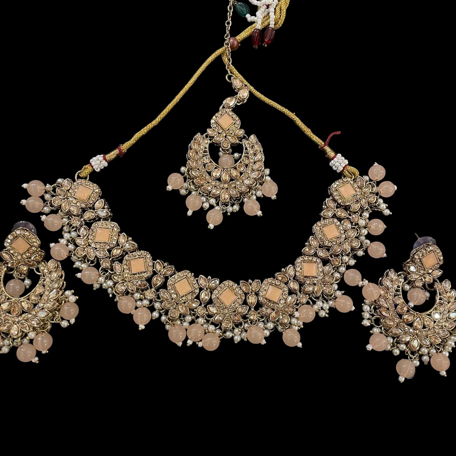 DT Chandbali Diamond Necklace Sets-Many Colors