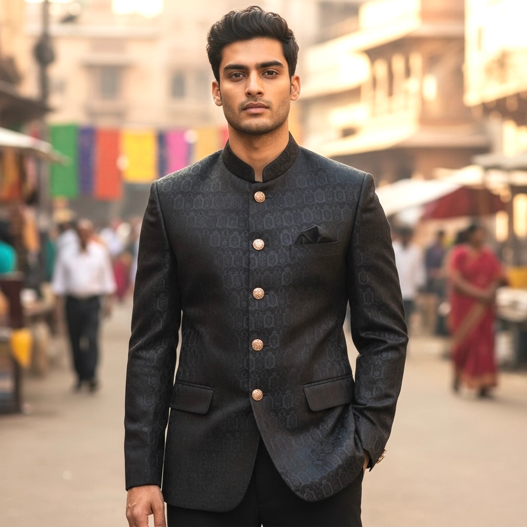 Jacquard Jodhpuri Jacket Jharokha - Colors