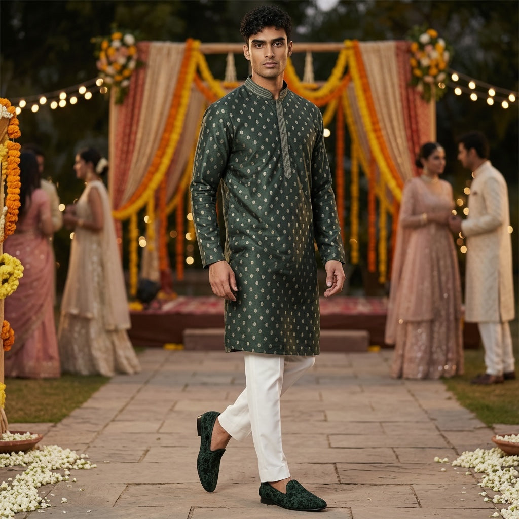 Cotton Silk Brocade Kurtas-Colors - Vintage India NYC