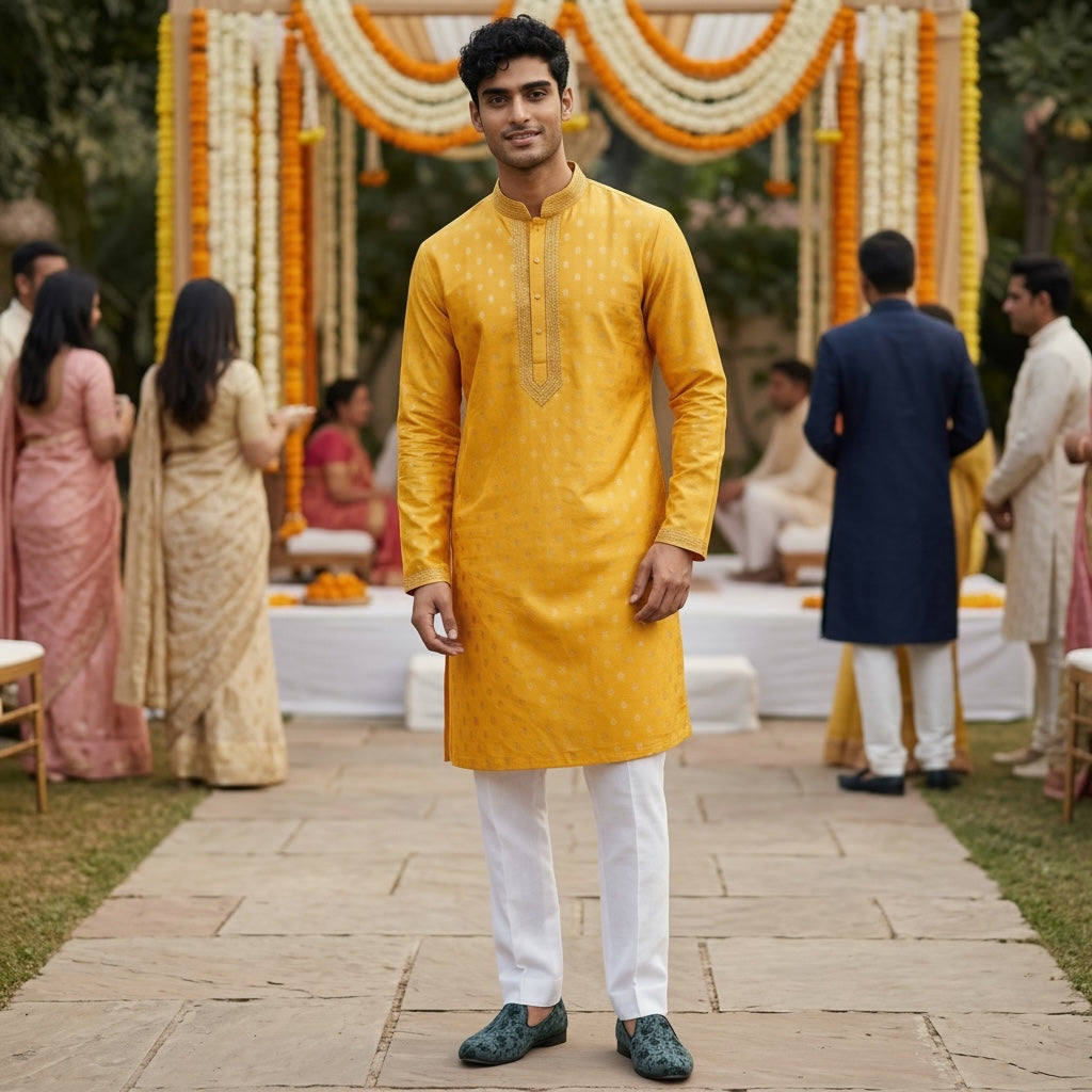 Cotton Silk Brocade Kurtas-Colors - Vintage India NYC