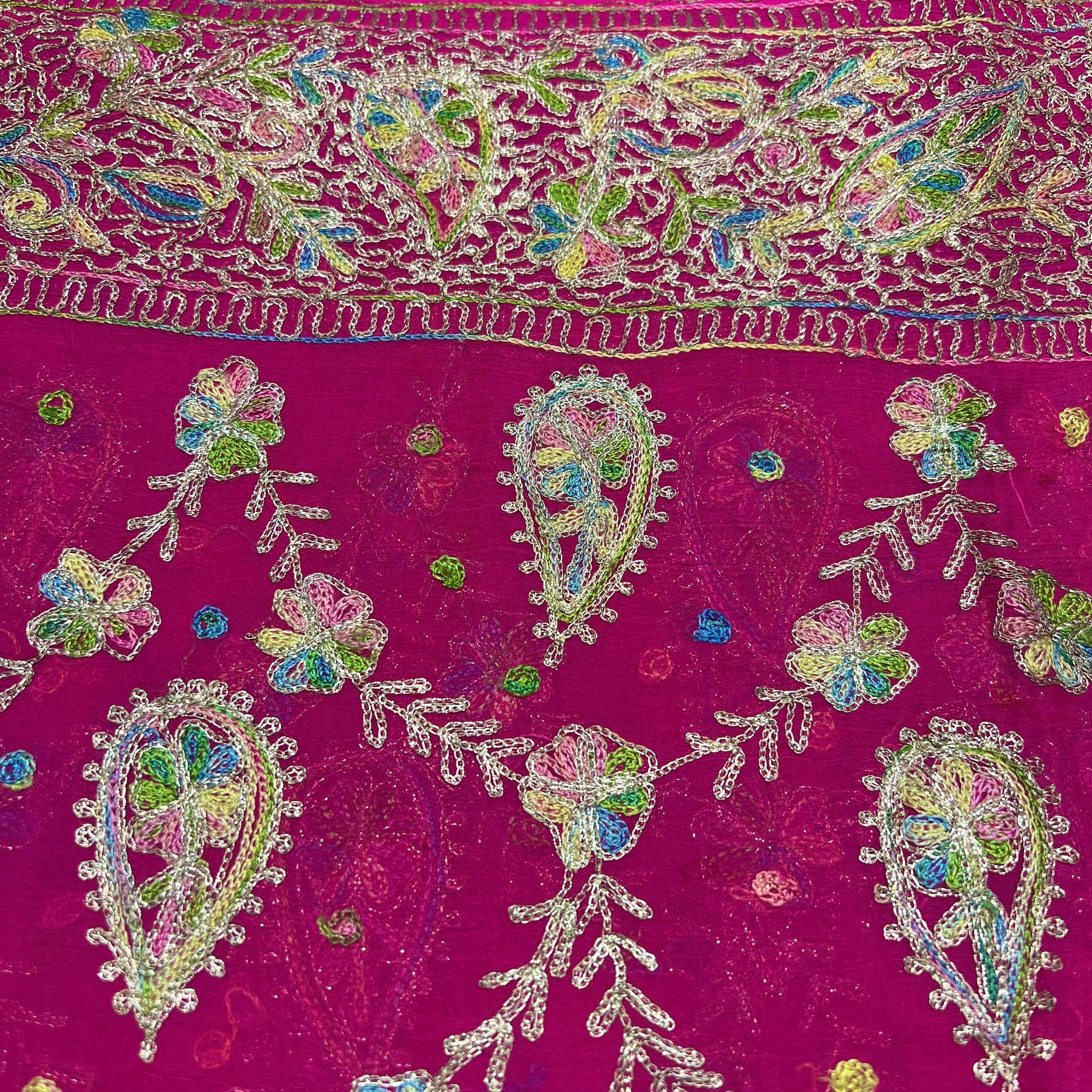 Pink Chain Stitch Zari Dupatta 9009 - Vintage India NYC